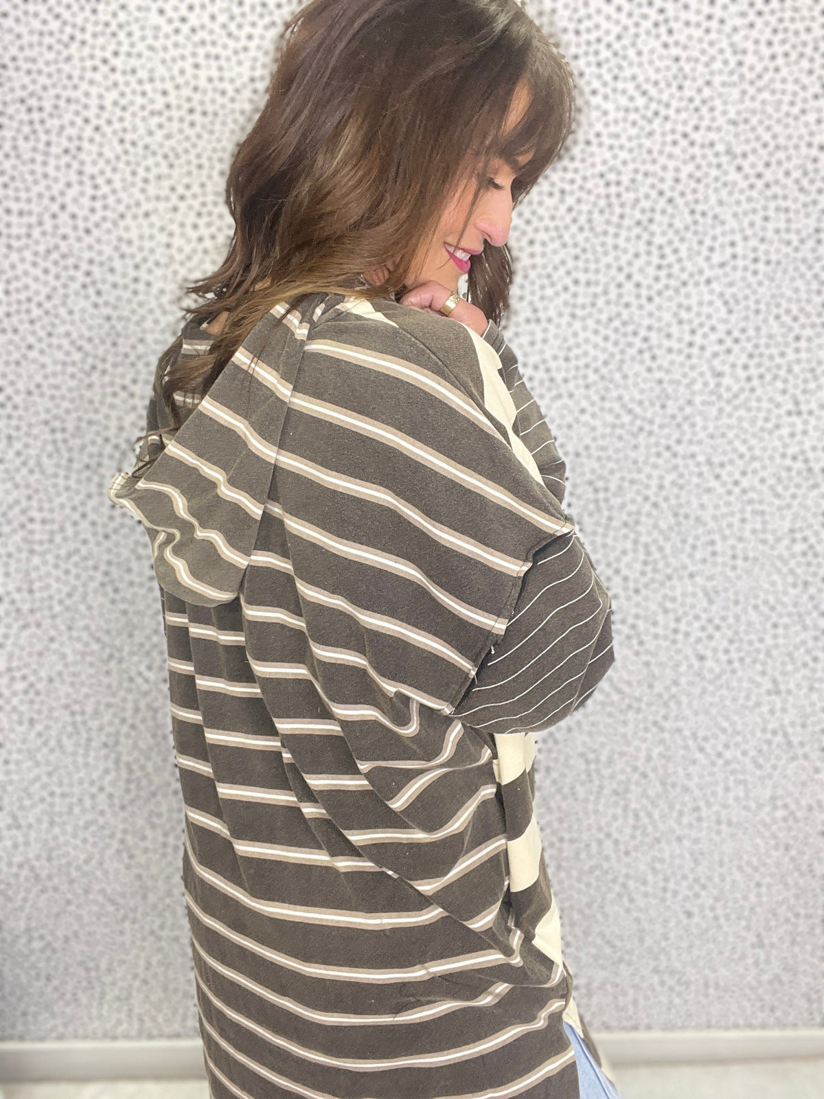 Laid Back Moments Long Sleeve Hooded T-Shirt In Black *Final Sale*