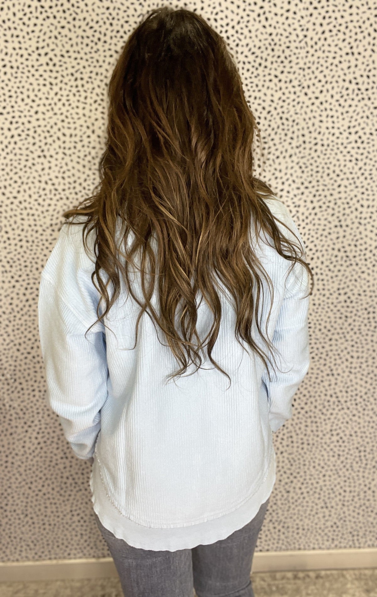 Round Bottom Hem Snow Washed Corded Crewneck In 5 Colors