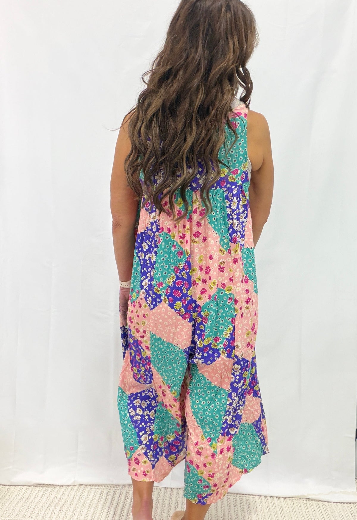Out Of Office Mood Patchwork Wide Leg Jumpsuit In 2 Colors