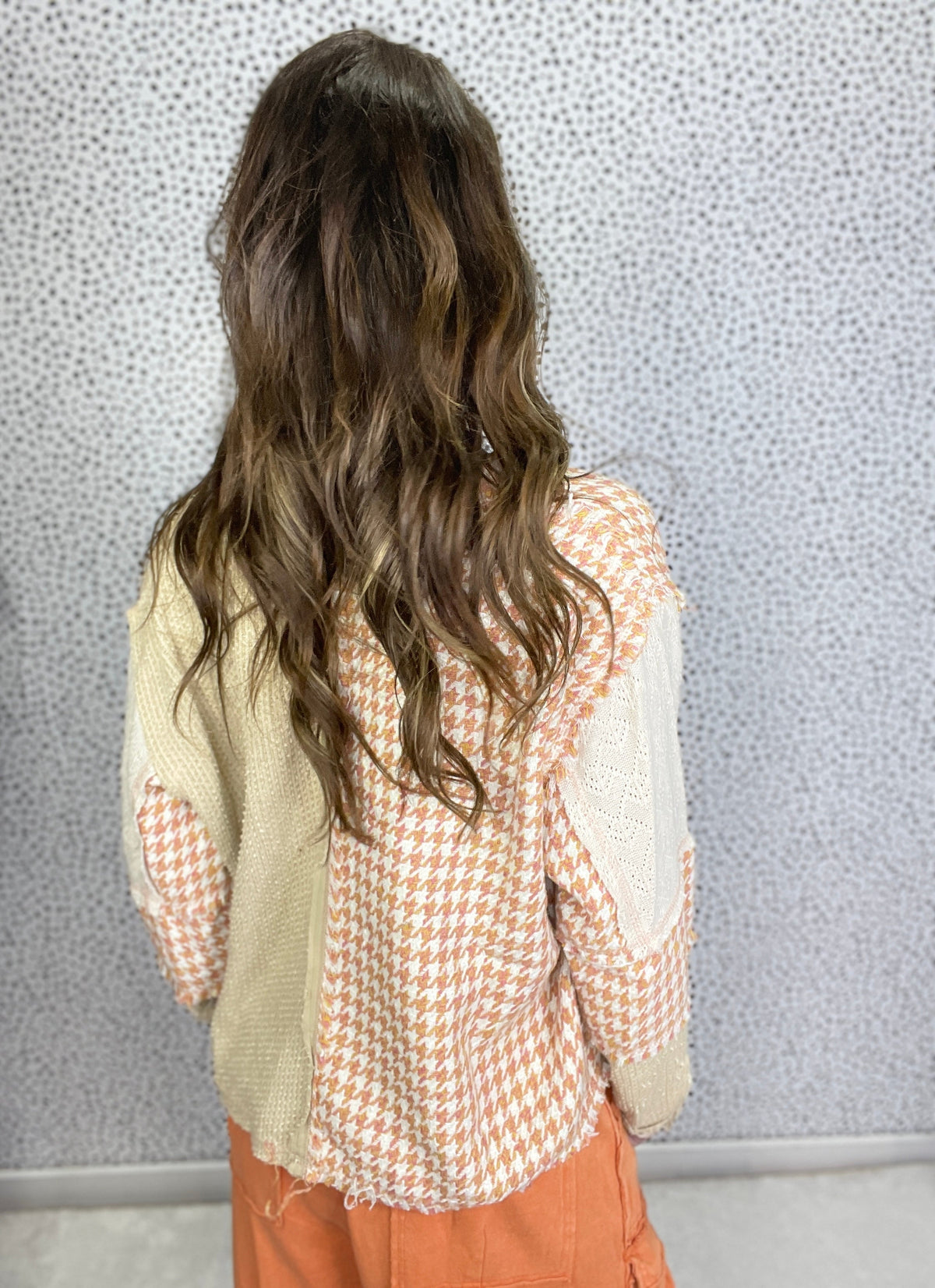 POL Steady And True Tweed Patch Long Sleeve Top In 2 Colors *Final Sale*