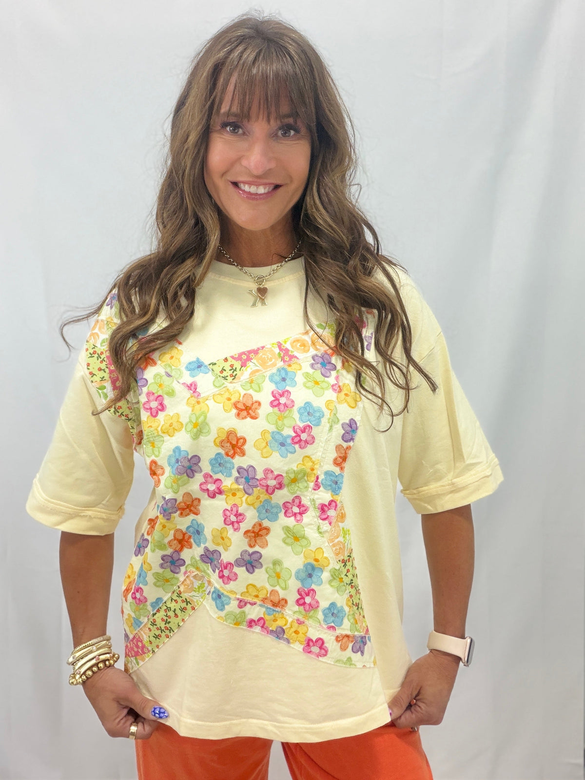 Prove Me Right Meadow Patchwork Top In Cream