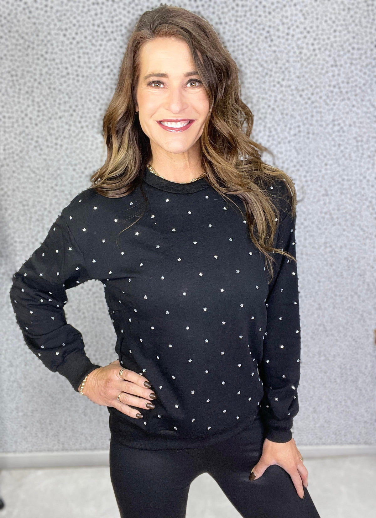 Cosmic Dreams Rhinestone Detail Sweatshirt In 2 Colors