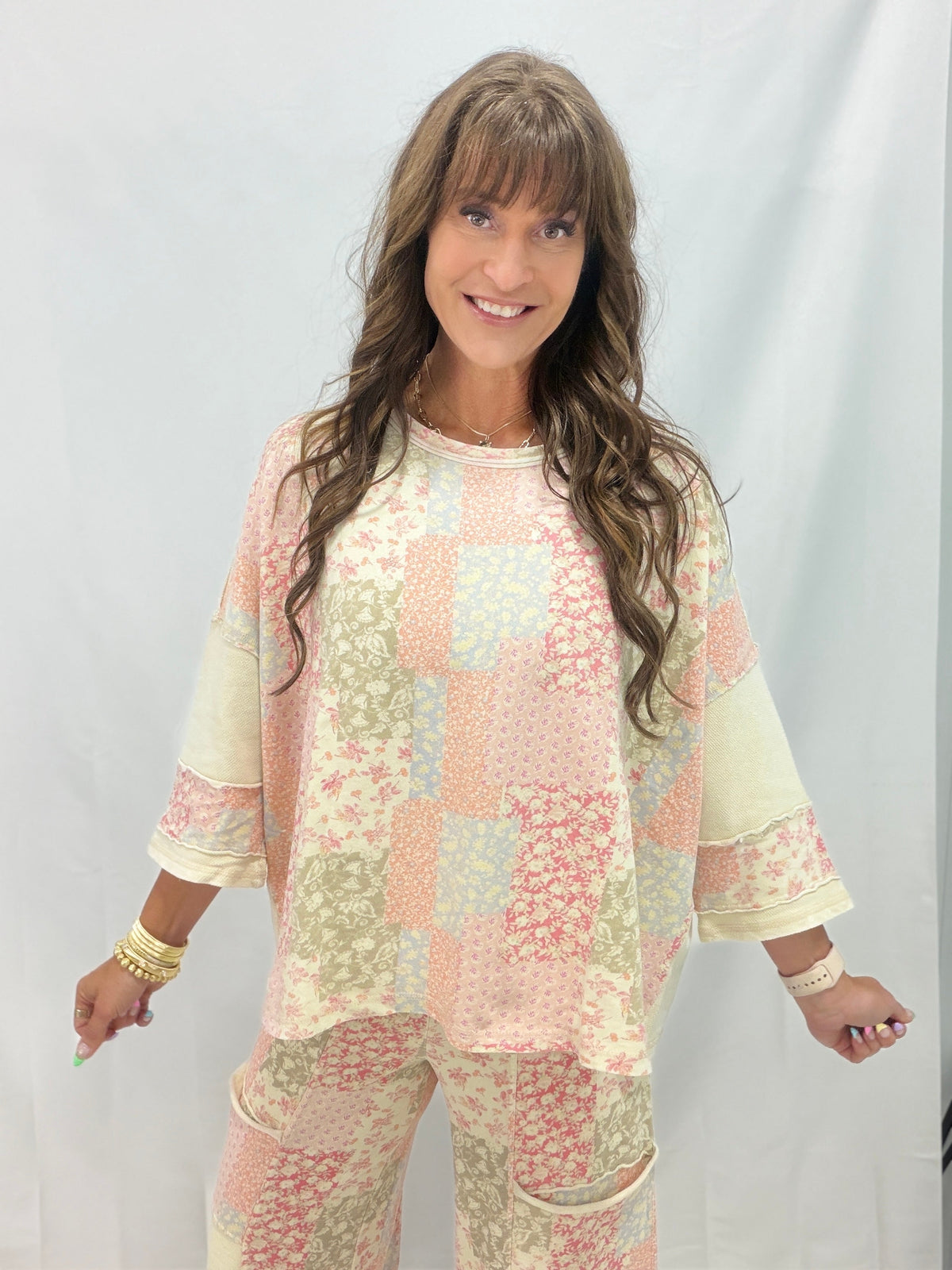 Wildflower Wander Patchwork Mineral Washed Top In 2 Colors