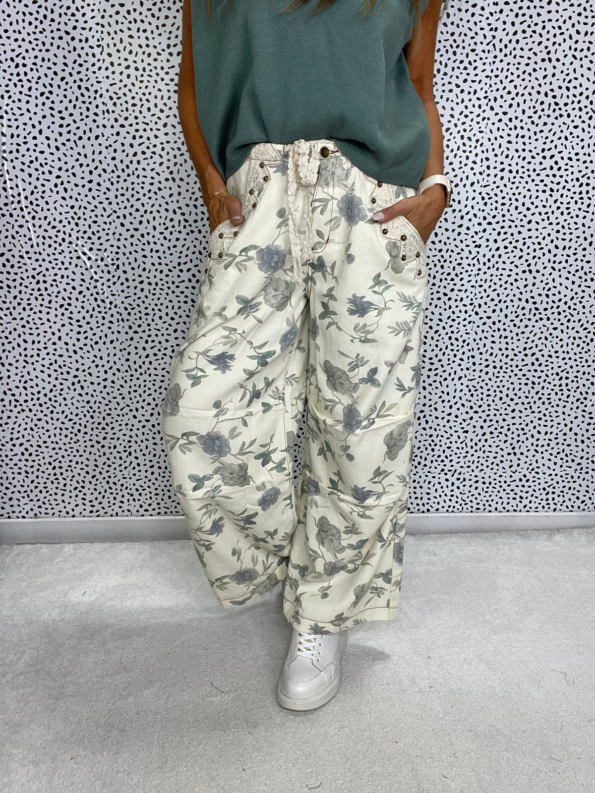 Pol Wildflower Dusk Wide-Leg Pants