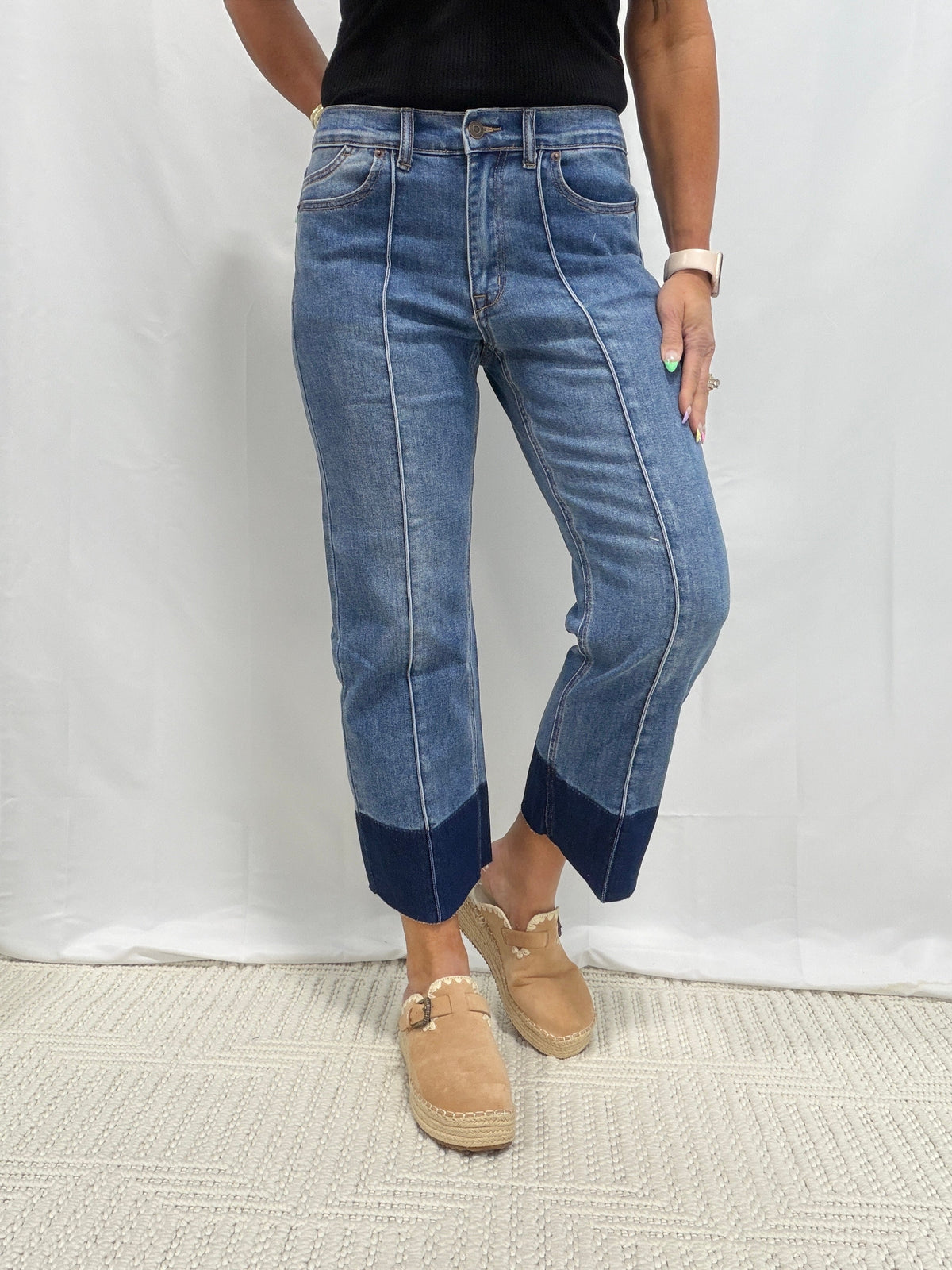 City Contrast Straight Leg Denim