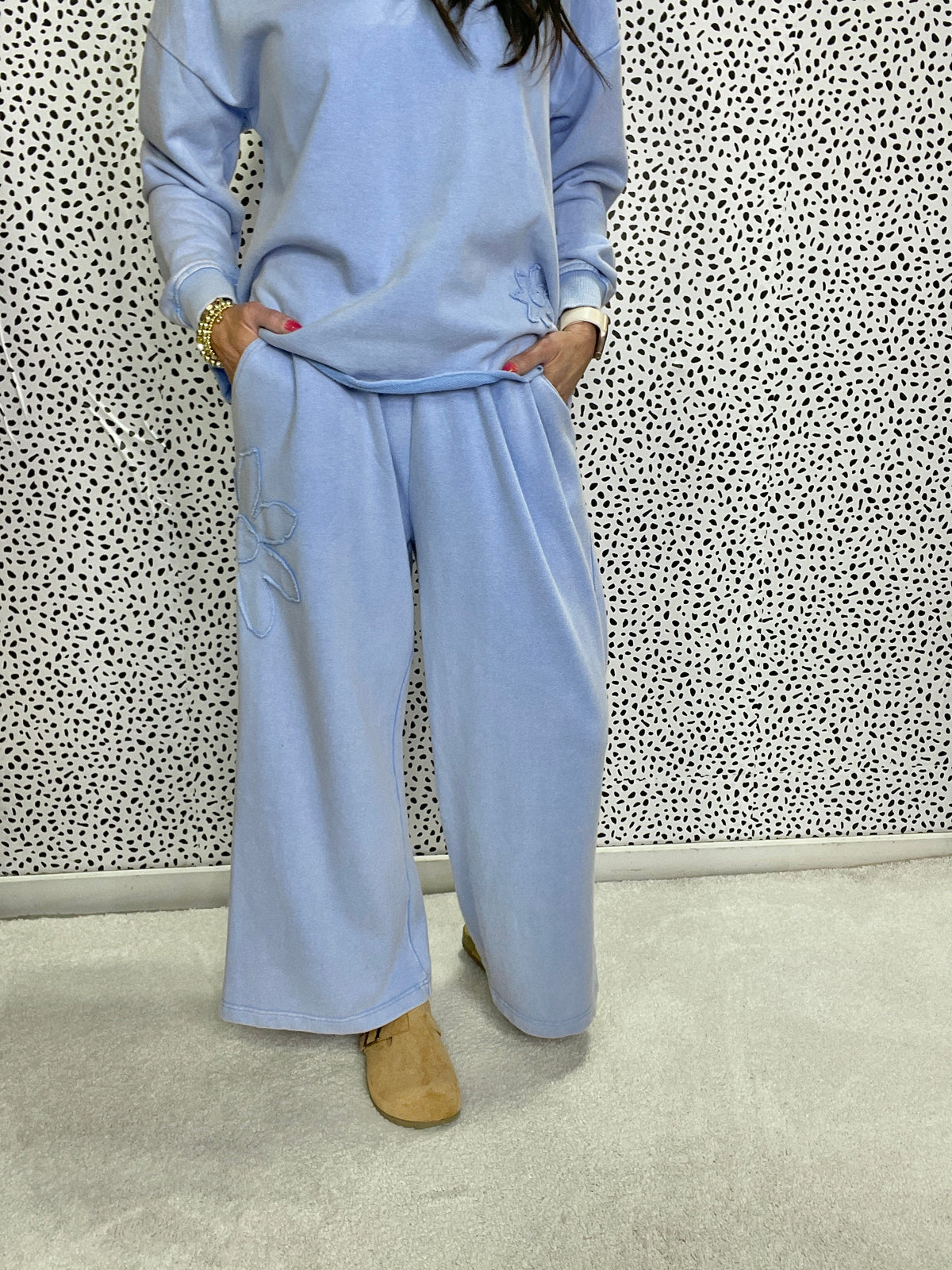 Flower Fields Mineral Washed Terry Knit Pants In 2 Colors *Final Sale*
