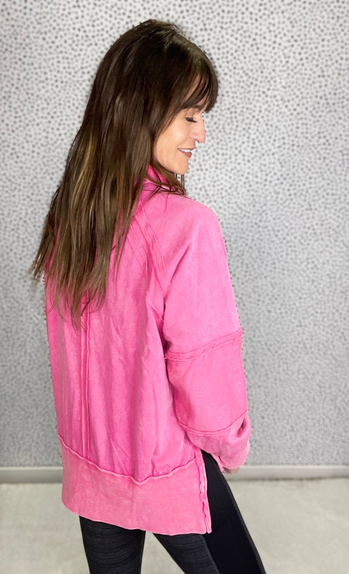 Moment In Time Long Sleeve Solid Knit Top In Magenta *Final Sale*