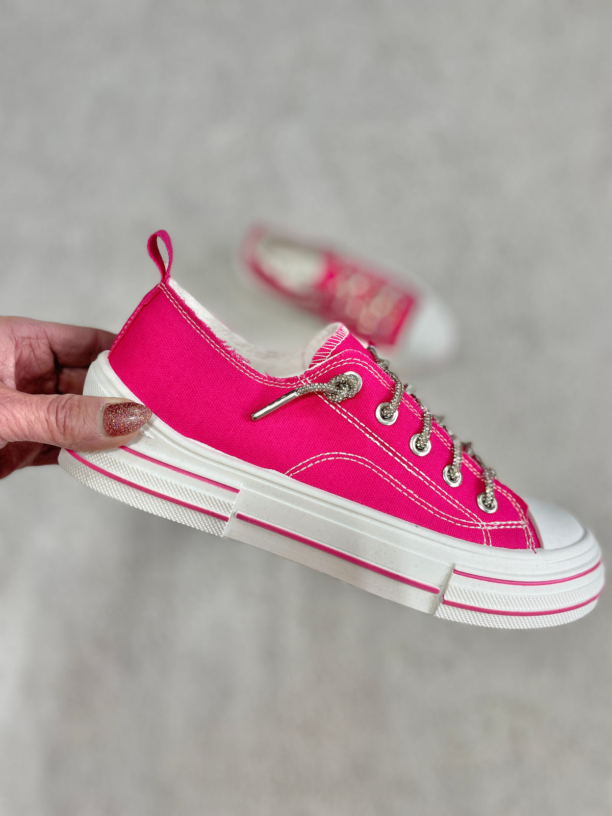 Aman Days Ahead Bling Lace Sneakers In Bright Pink *Final Sale*