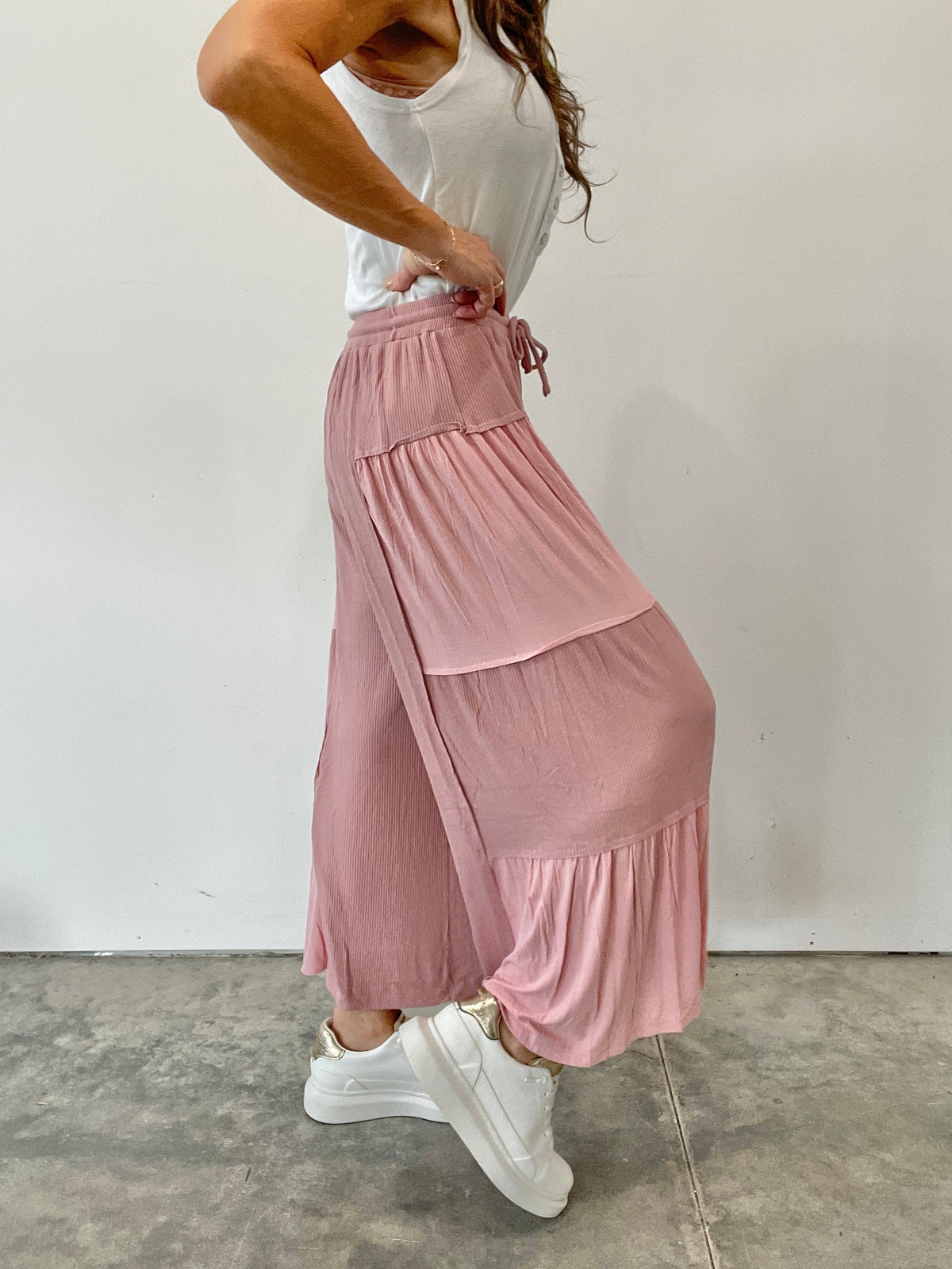 Pol A Little Bit Of Paradise Wide Leg Crop Pants In 5 Colors: Black, Grey, Pink, Mocha, Ivory