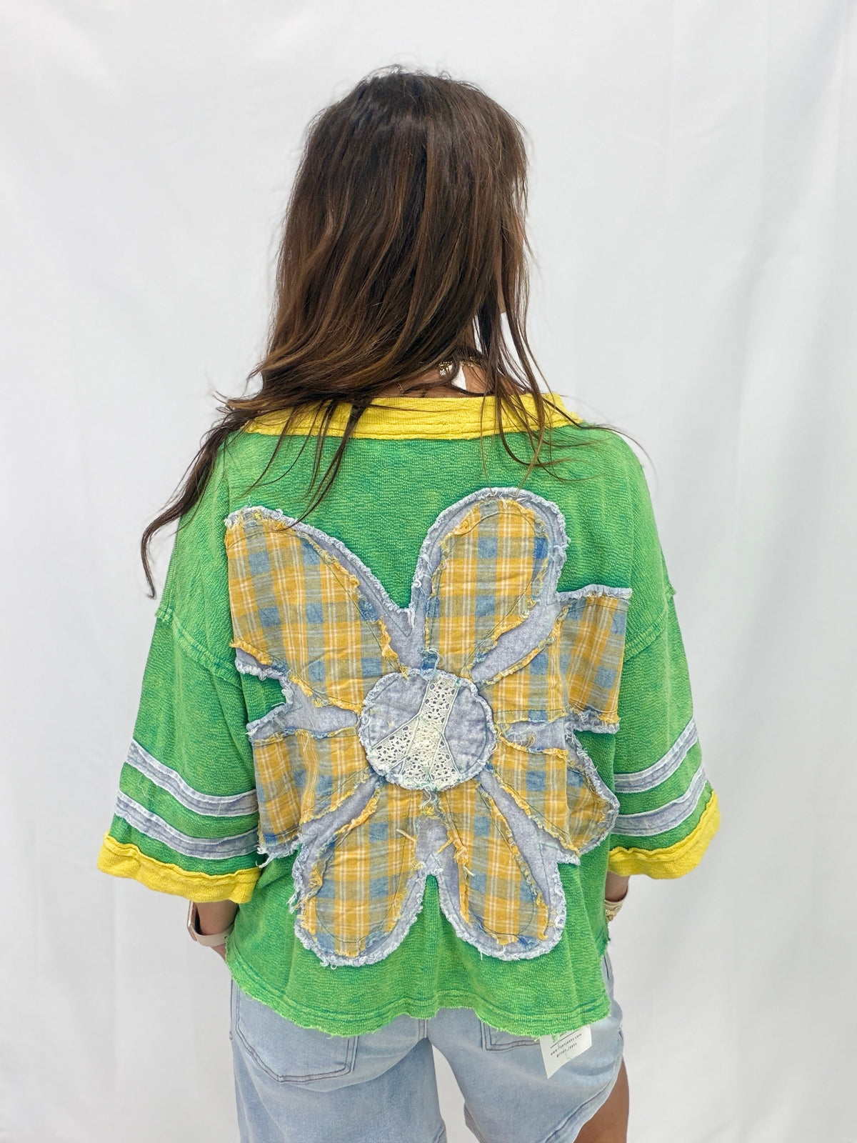 Oli & Hali Boho Bloom Patchwork Knit Top In 2 Colors