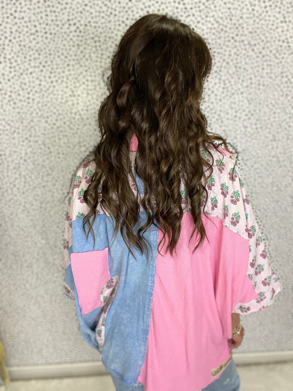 Days Come And Go Multi Contrast Button Down Oversize Top in Denim *Final Sale*