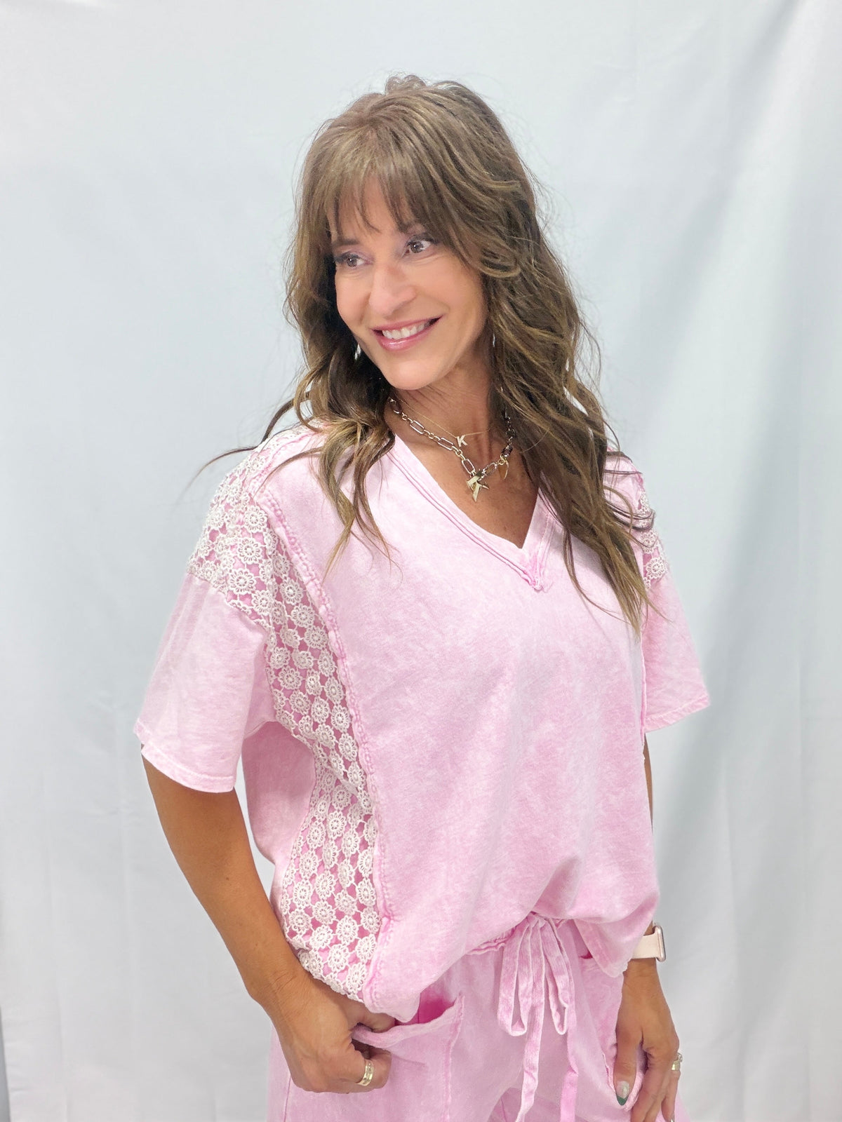 Run Out Of Time Daisy Trim V-Neck Top In 5 Colors