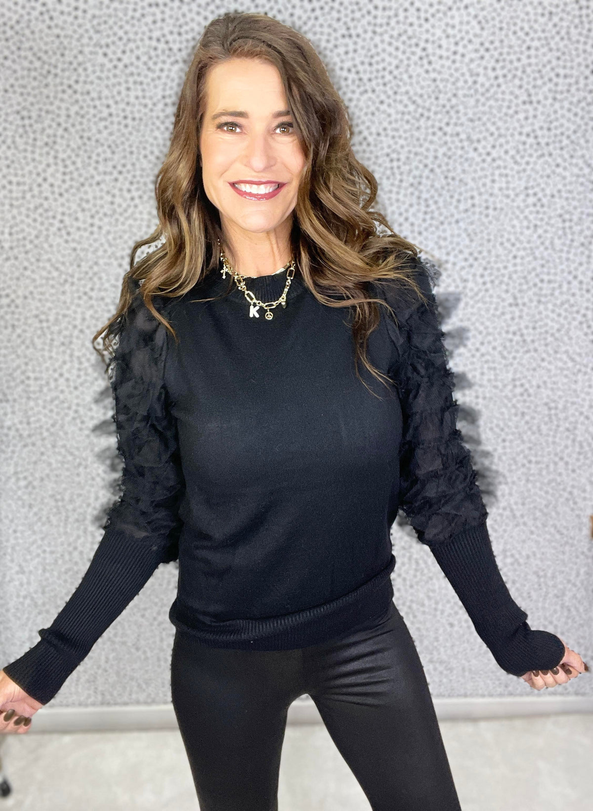 An Enchanted Evening Tiered Lace Sleeve Sweater