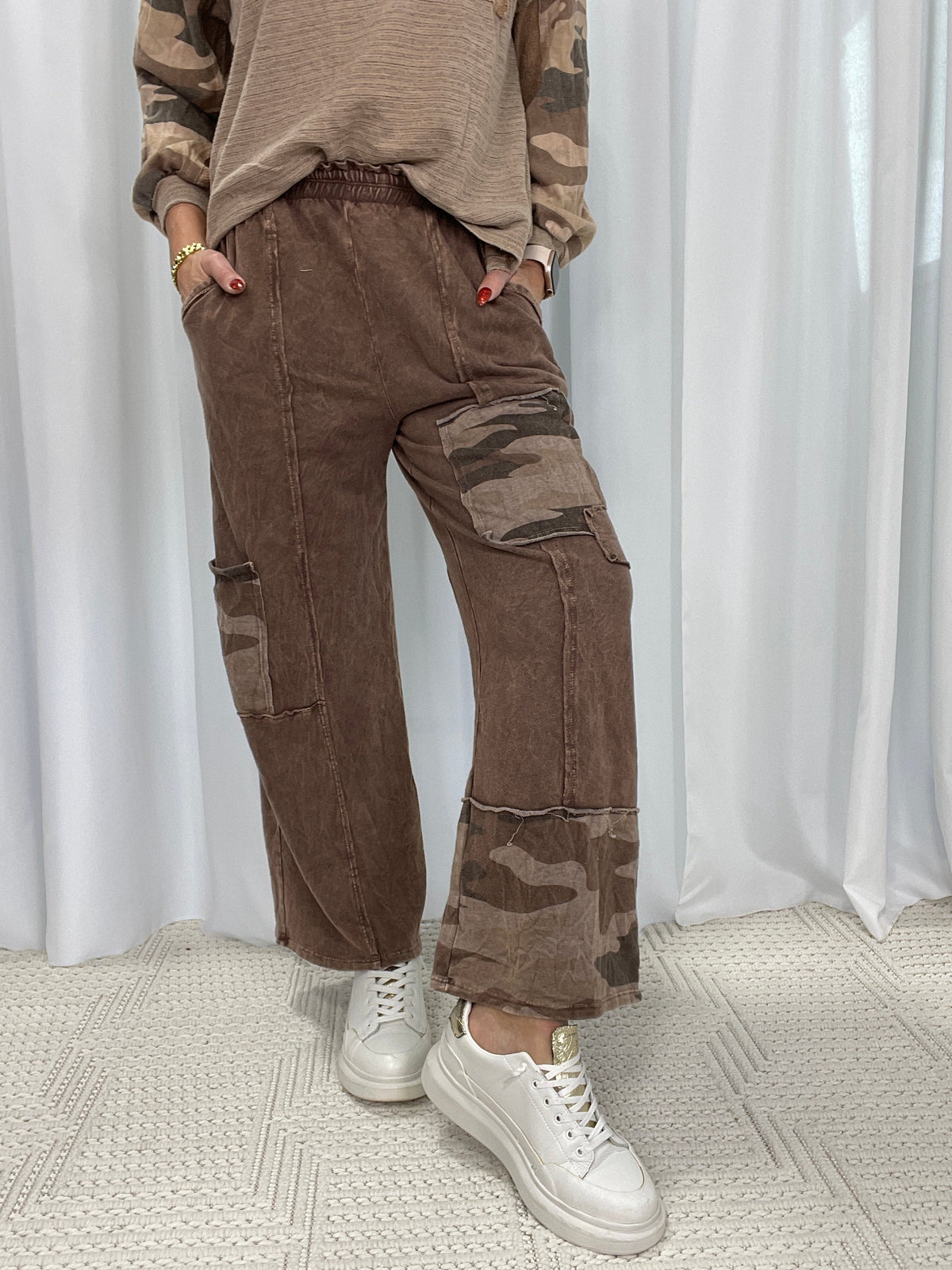 Enjoy Your Day Camo Patch Pants In 4 Colors