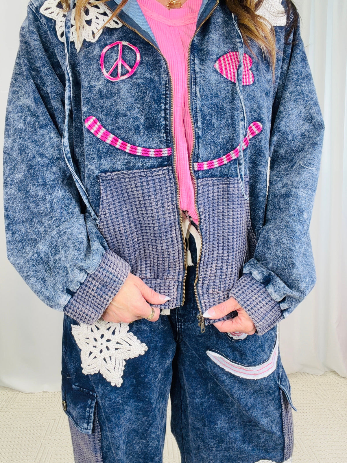 POL Power Play Hooded Oversized Jacket In Indigo *Final Sale*