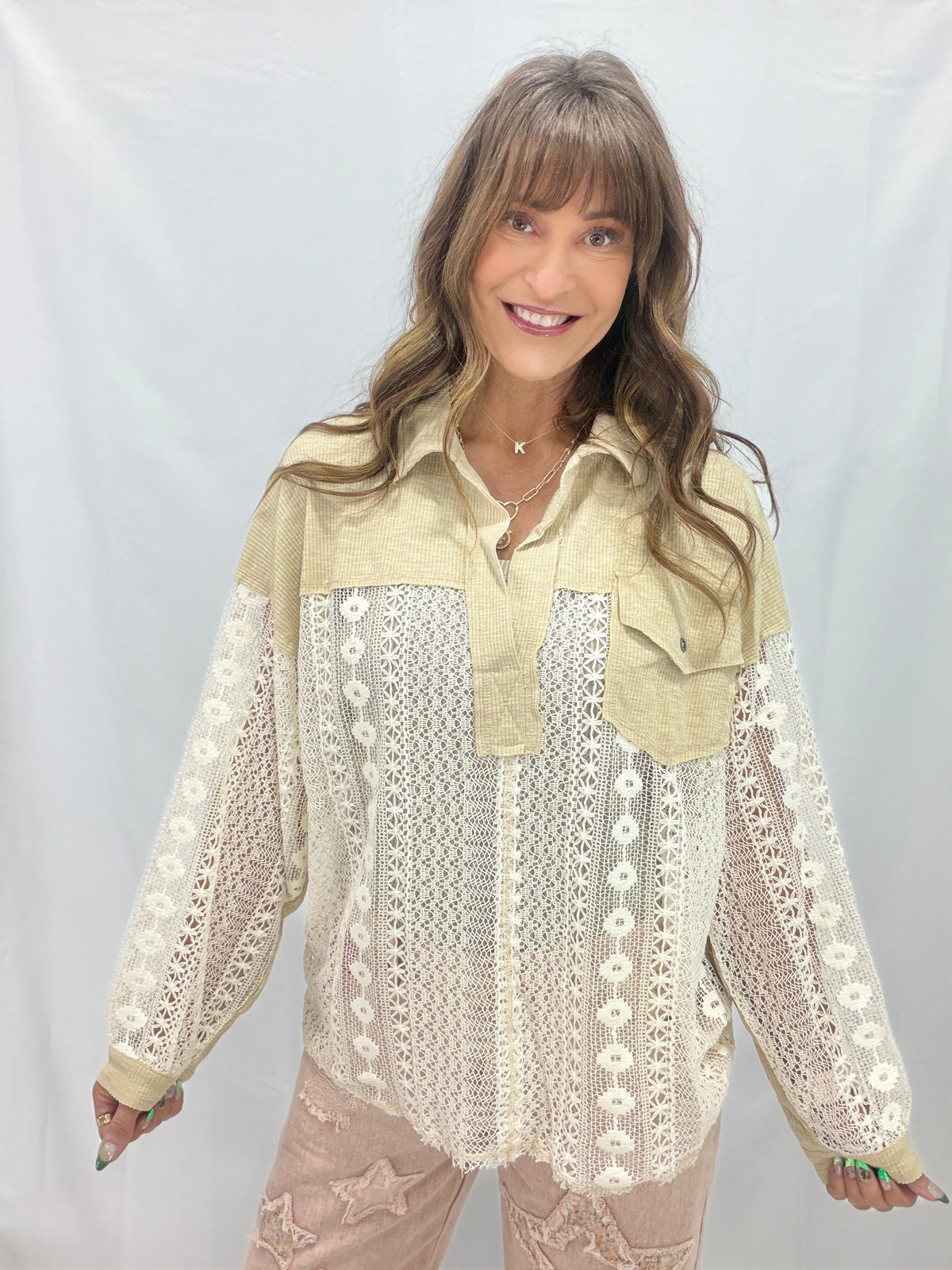 Pol The Rowan Lace Panel Top in 3 Colors