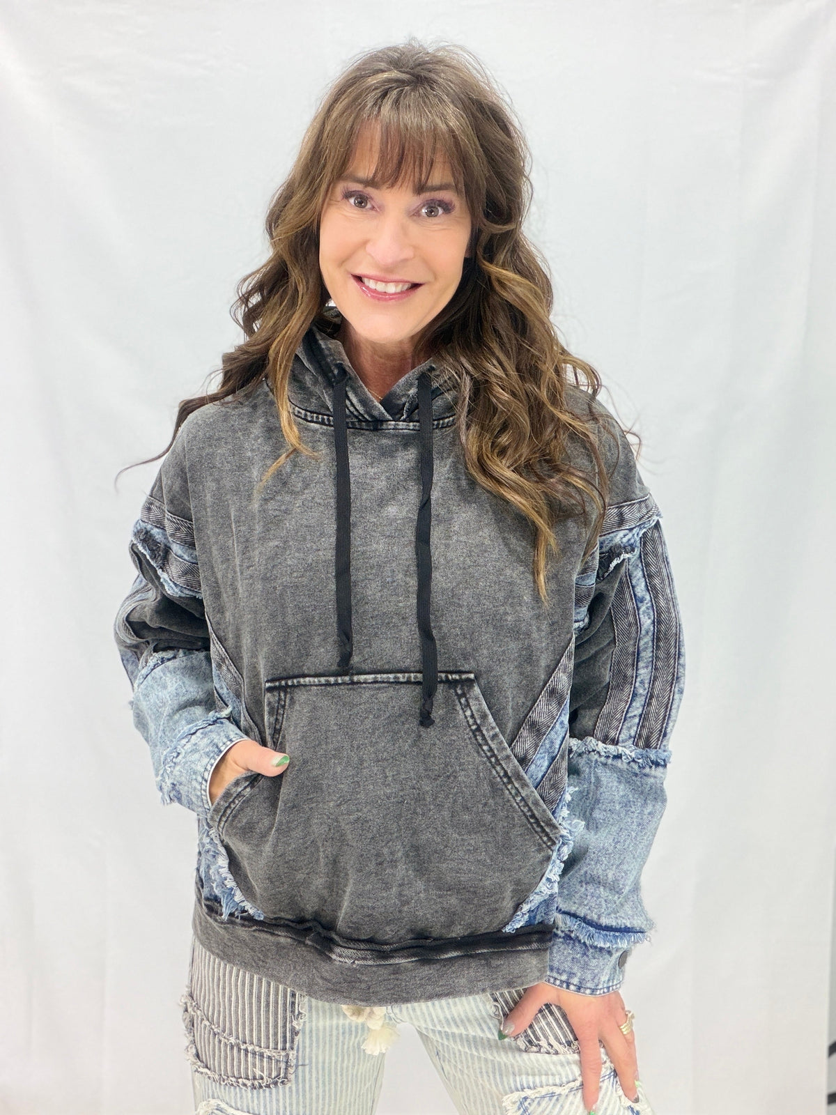 Oli & Hali Denim Edge Hoodie in 2 Colors