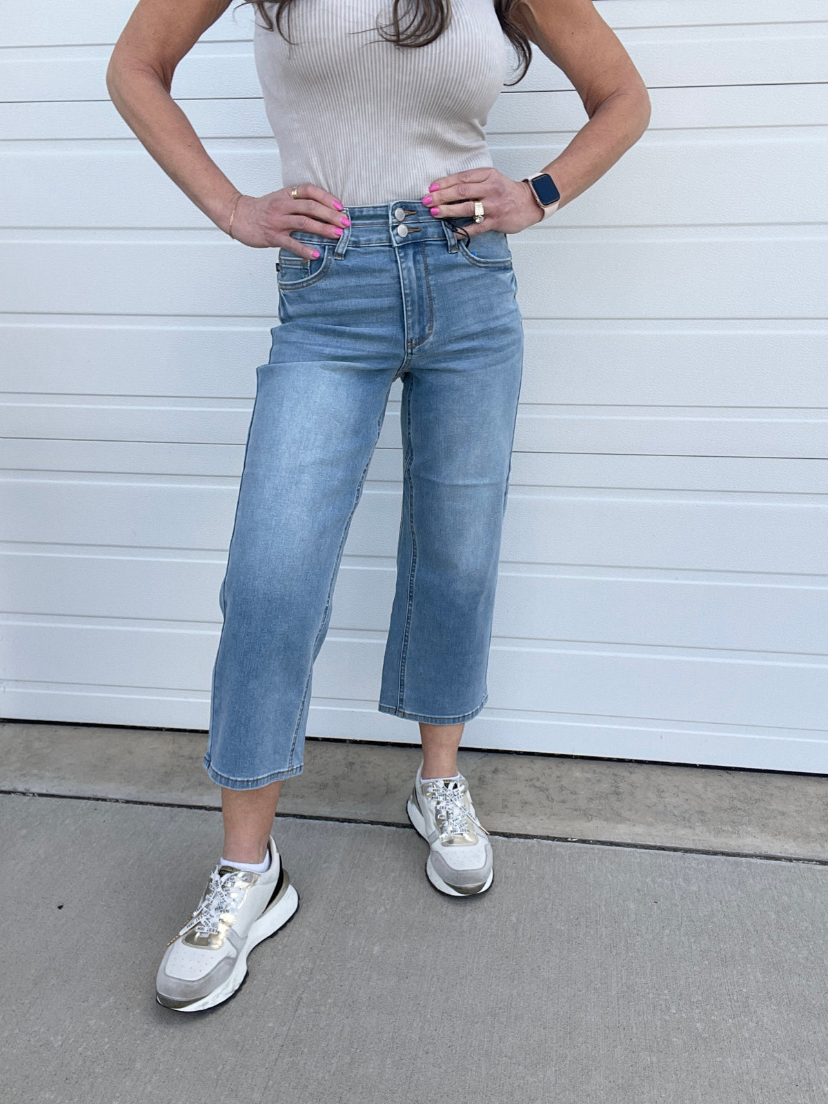Judy Blue Sadie Double Button Wide Leg Crop 616