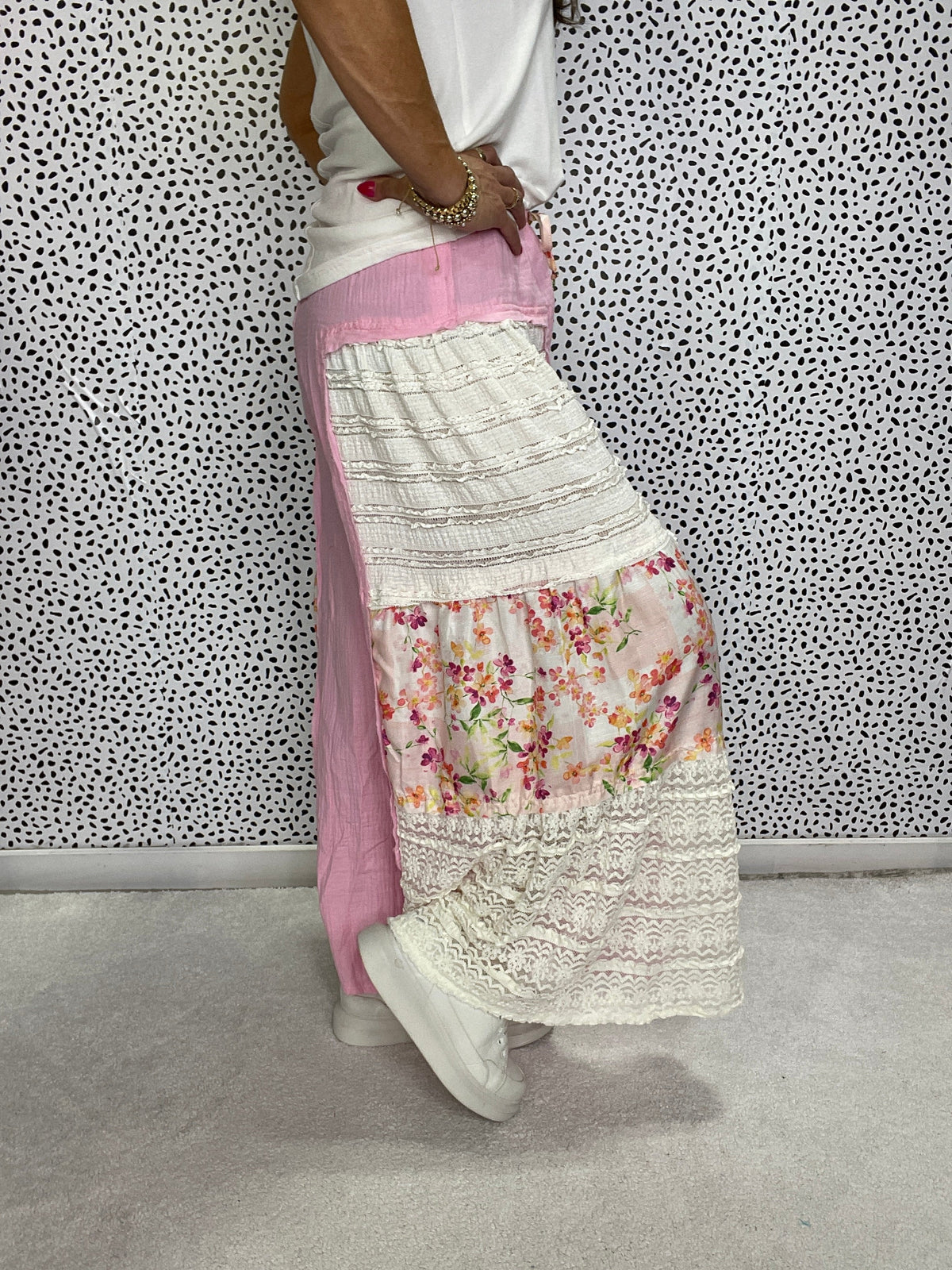 POL Patchwork Petals Flare Legs Pants In 3 Colors