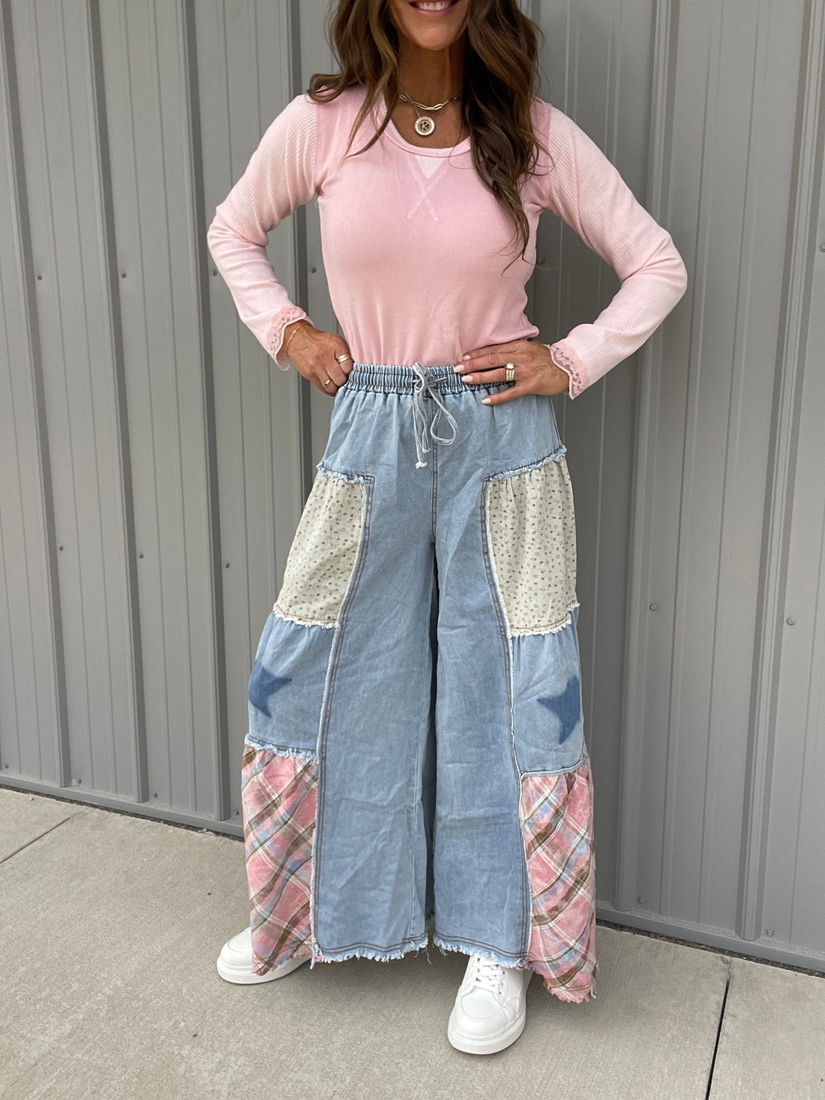 POL Patchwork Stardust Wide Leg Pants In 4 Colors