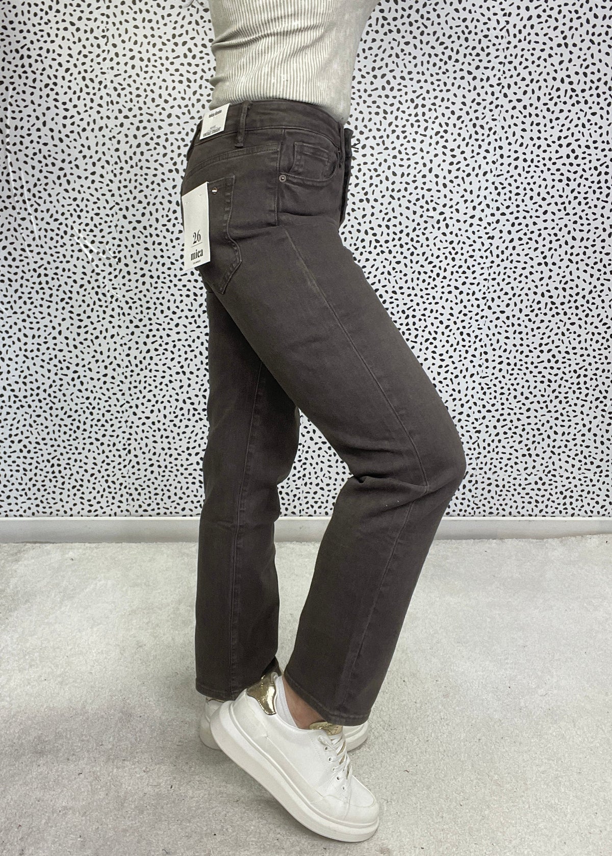 Mica Mandi High Rise Straight Leg Pants 024 In Brown