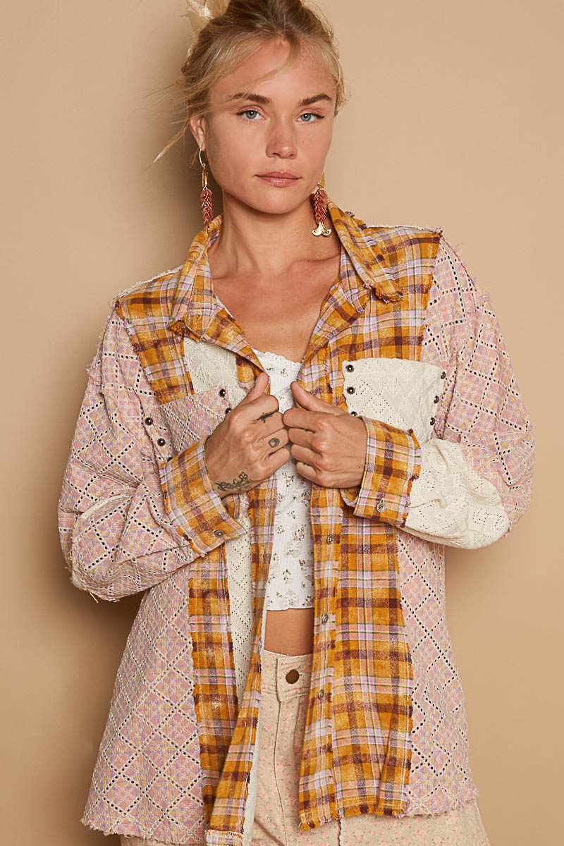 POL What I Got Oversized Long Sleeve Plaid Top In 2 Colors *Final Sale*