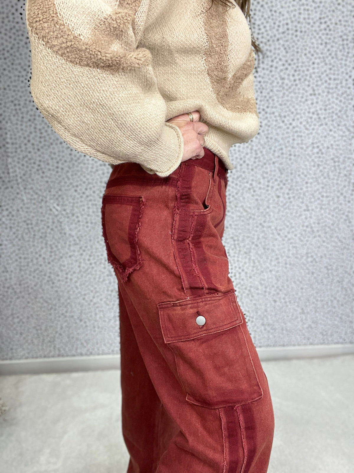 POL End Zone Vintage Wash Joggers In Brick *Final Sale*