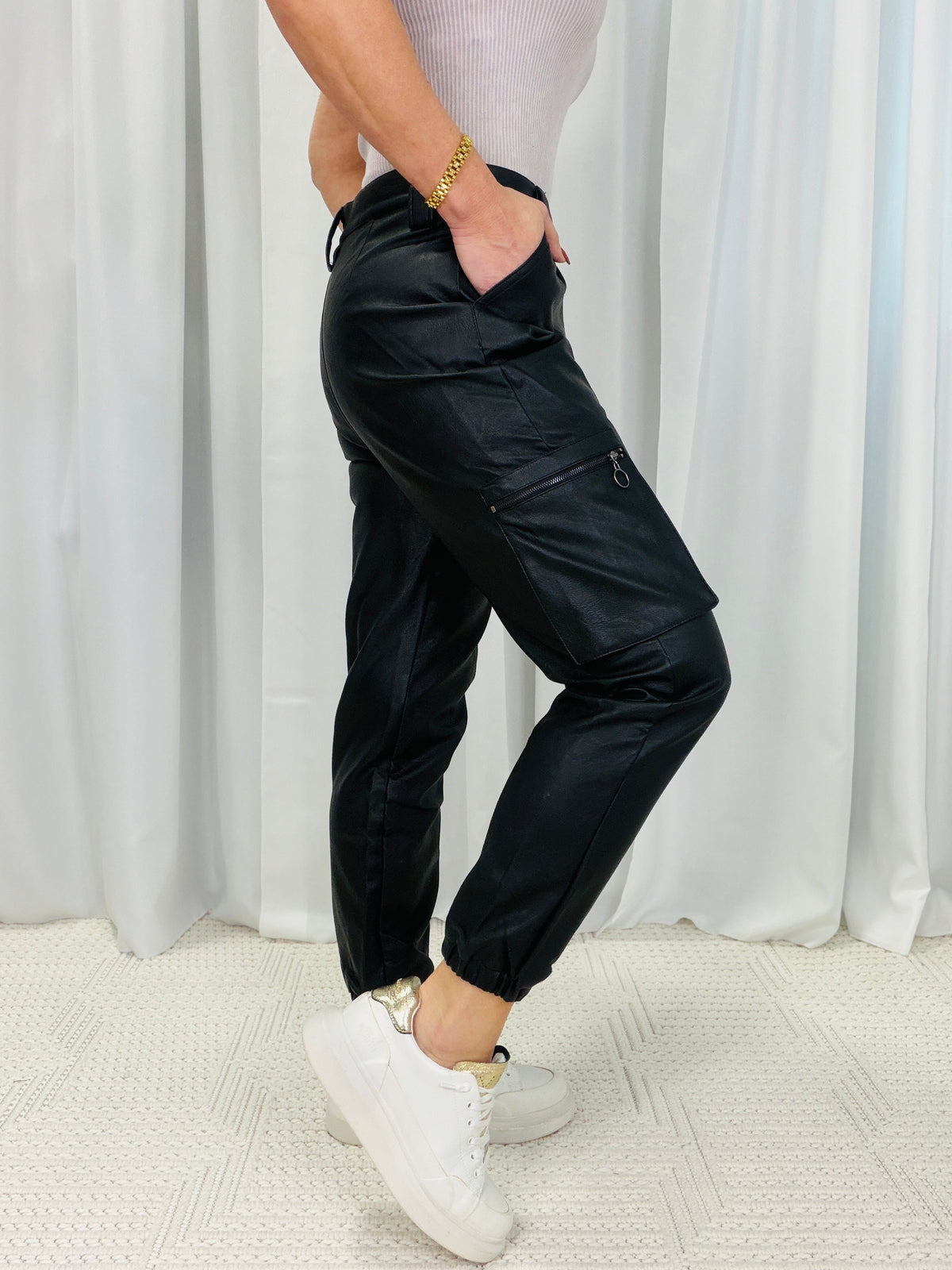 KanCan Pleather High Rise Jogger 017 *Final Sale*