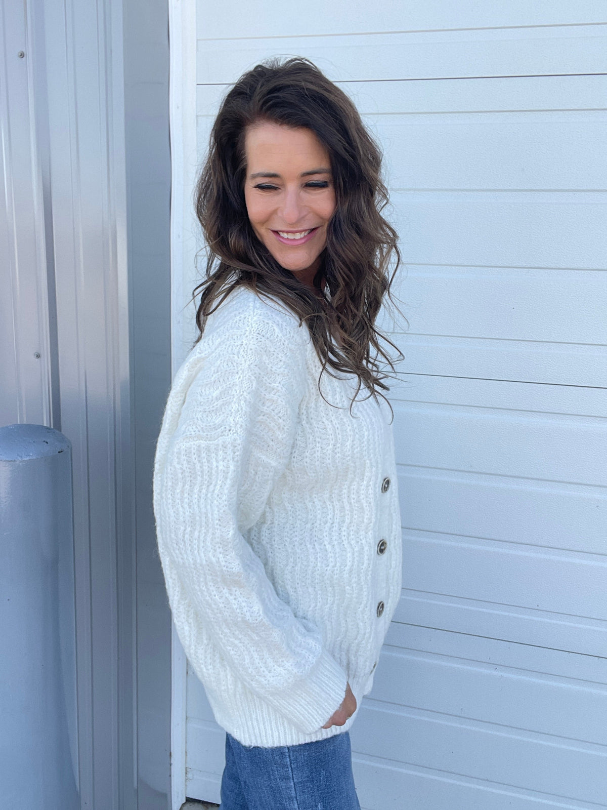POL Oh So Chill Button Front Sweater Cardigan In 3 Colors: Ivory, Grey, Red *Final Sale*
