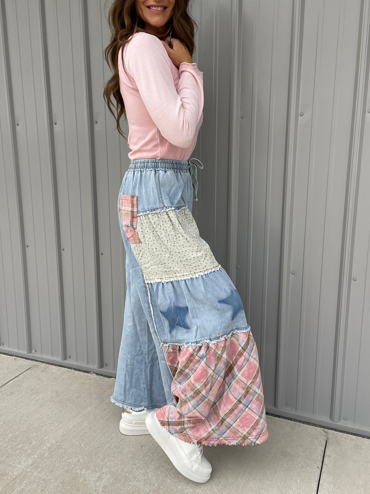 POL Patchwork Stardust Wide Leg Pants In 4 Colors