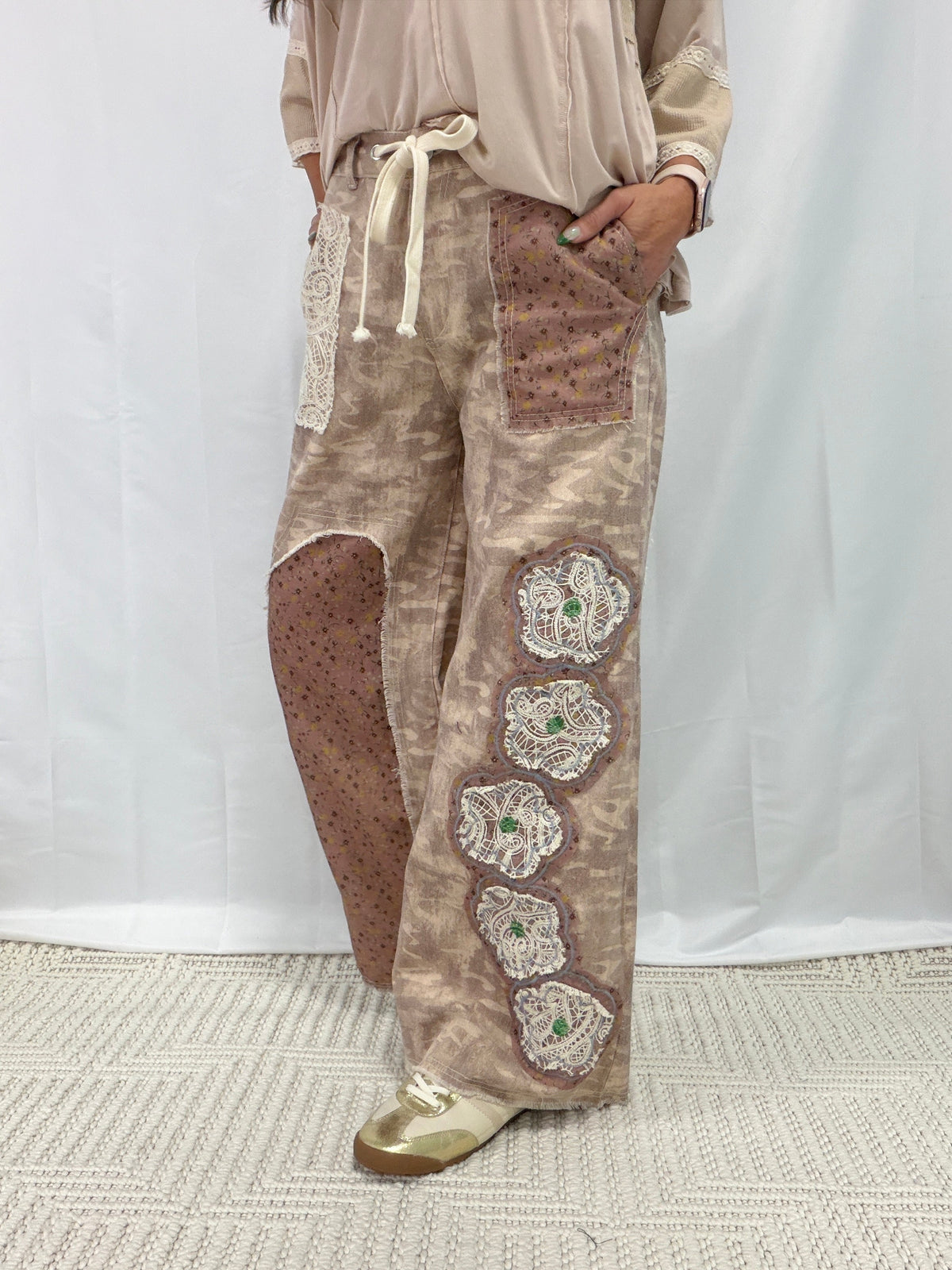POL Time To Be Floral Patch Pants