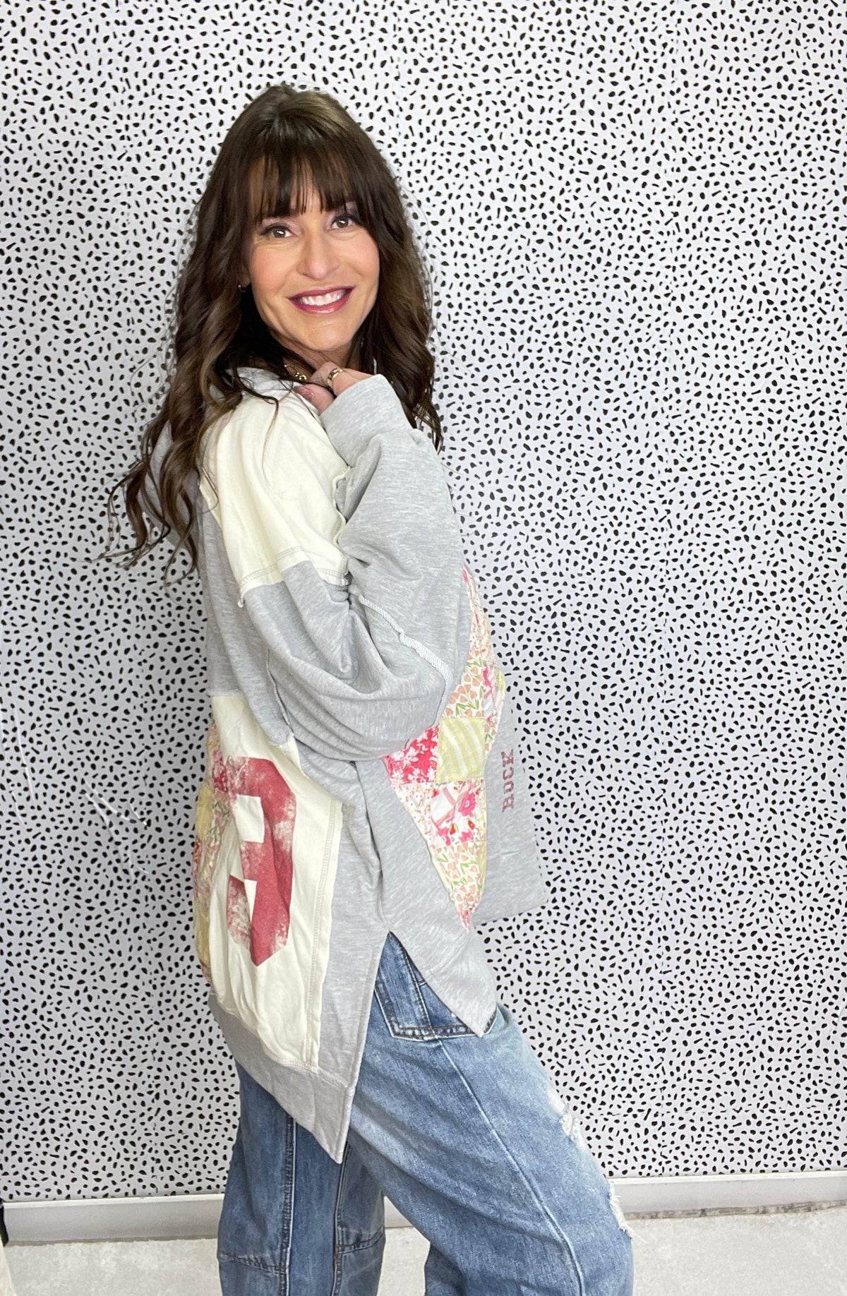 Oli & Hali All The Jazz Patchwork Detail Hoodie In Grey