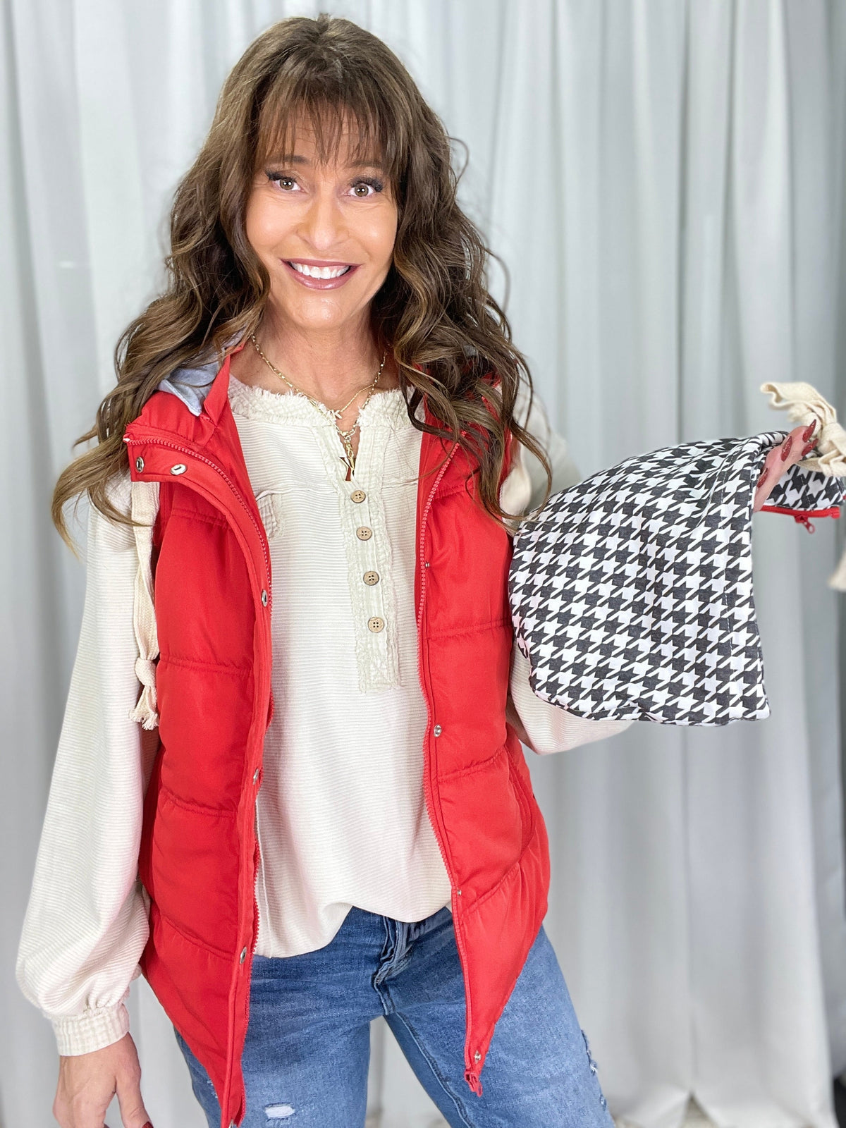 Red Switch Puffer Vest w/ 2 Detachable Hoodie