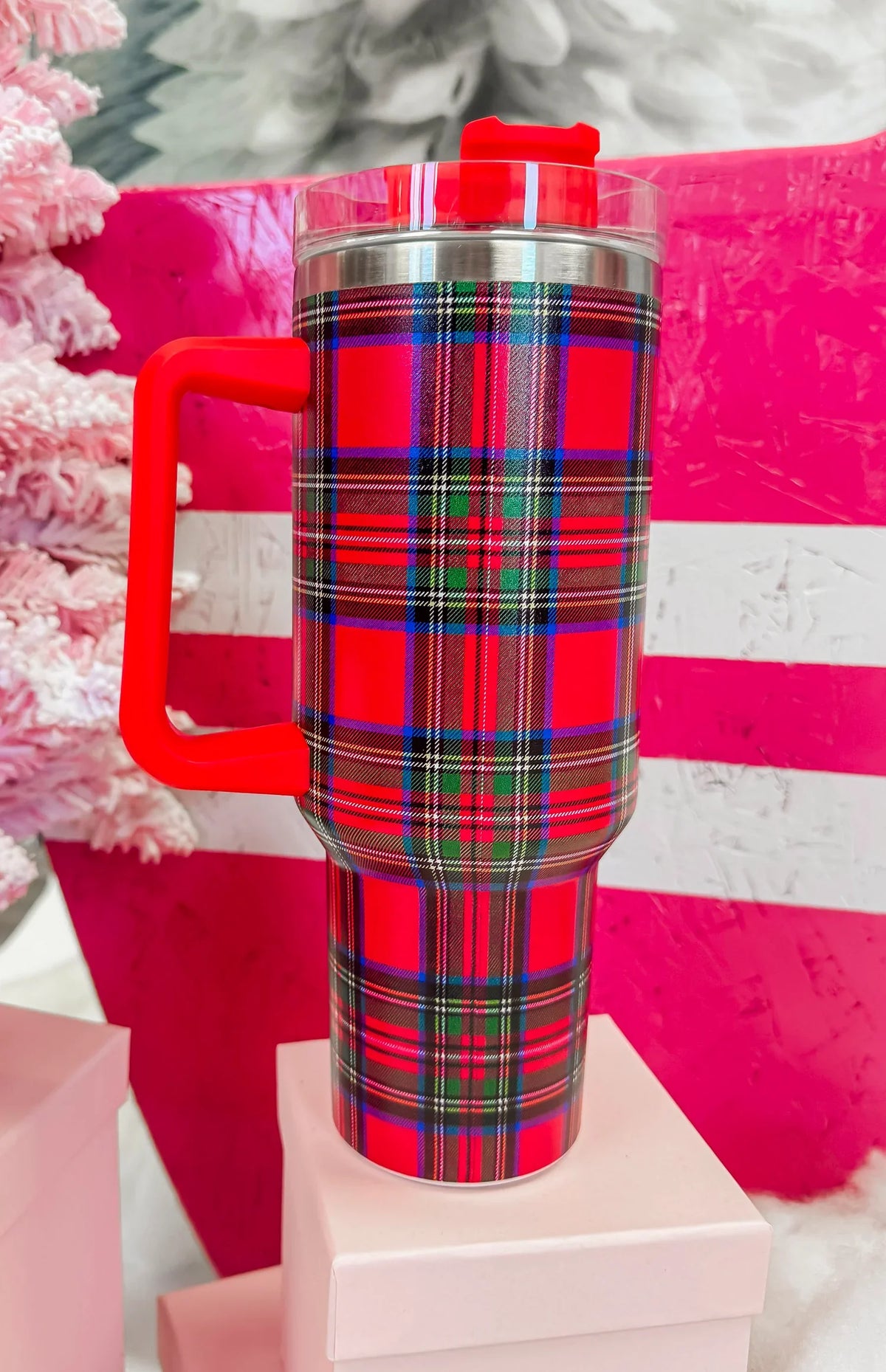 Holiday Plaid 40oz Tumbler In 3 Colors