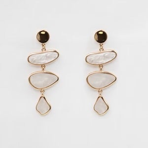 Gold Circle & Pearlized Triple Drop Earrings In 2 Colors *Final Sale*