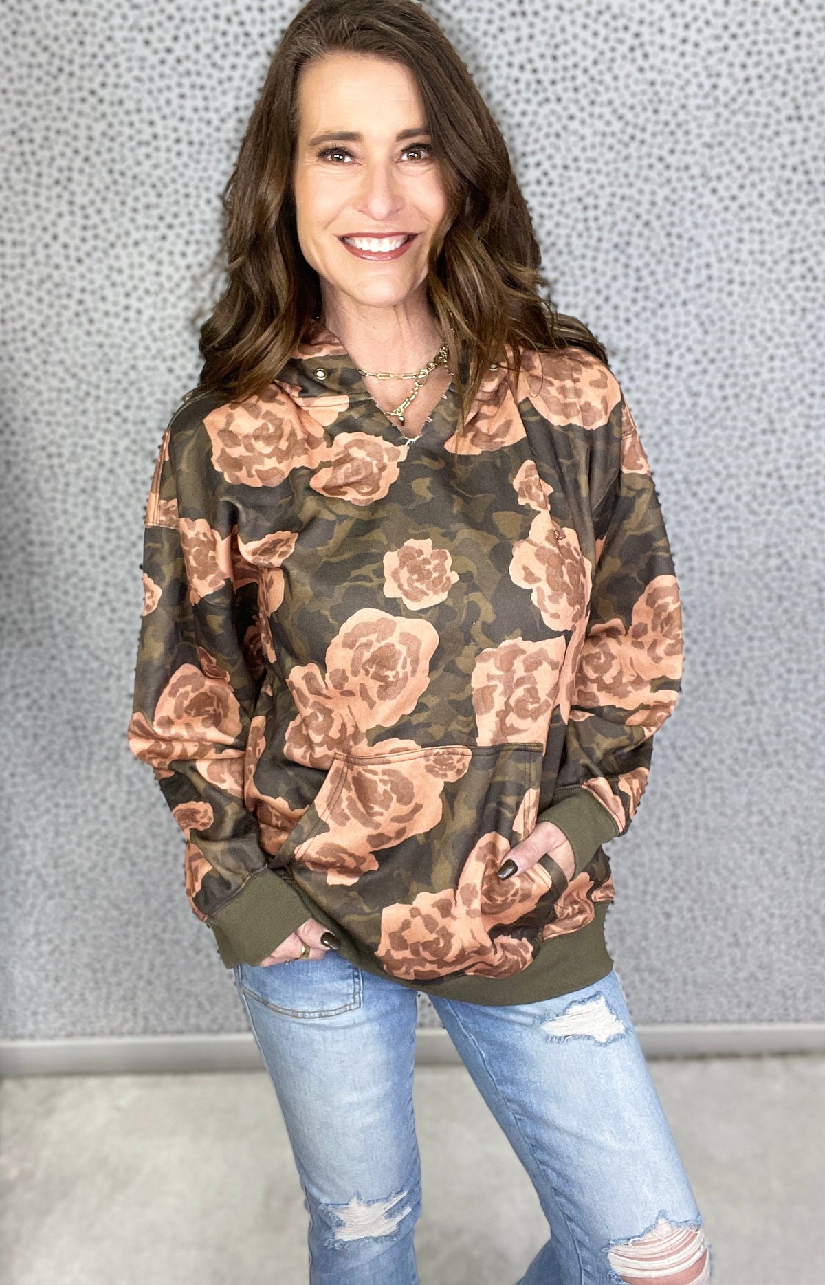 Floral Dreams Flower Print Hoodie In Camo *Final Sale*