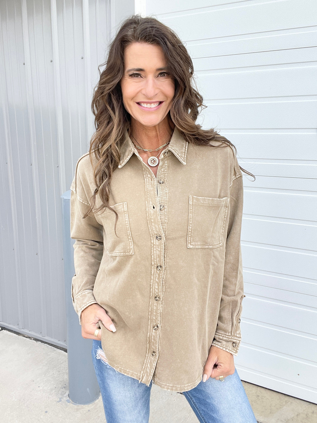 Wild & Free Mineral Washed Top In 3 Colors: Mocha, Olive, Camel *Final Sale*