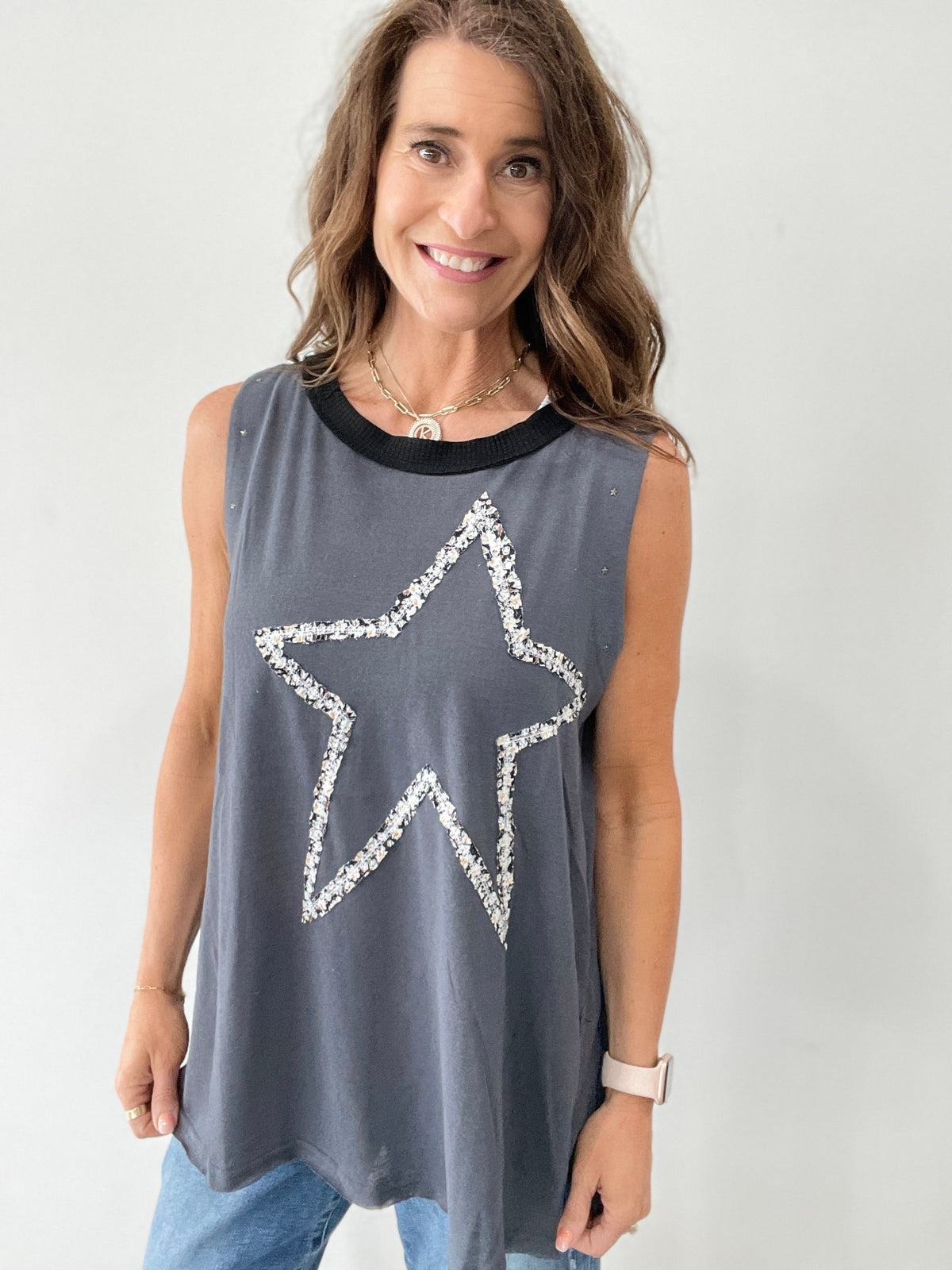 Pol Star Struck Outseam Sleeveless Top In 4 Colors: Coral, Green, Grey, Mocha *Final Sale*
