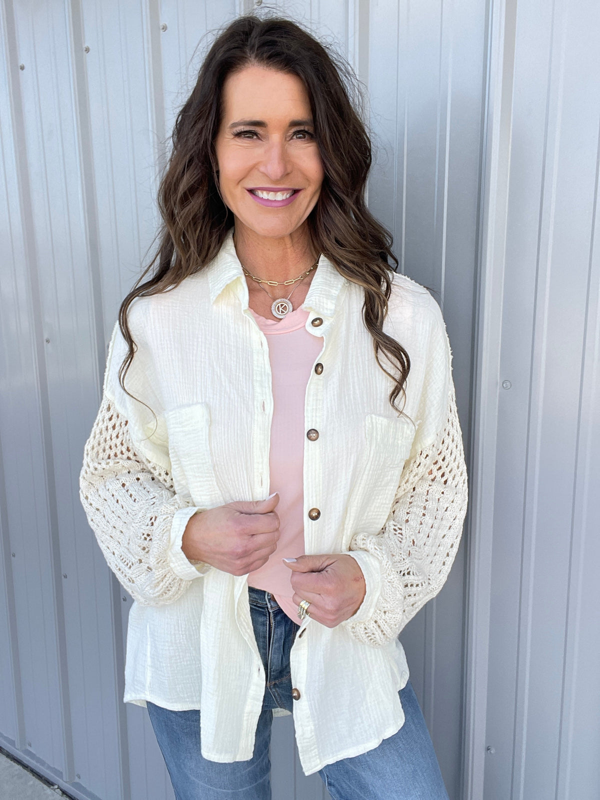Pol Woven Ways Open Weave Sleeve Gauze Button Down Shirt In 9 Colors *Final Sale*