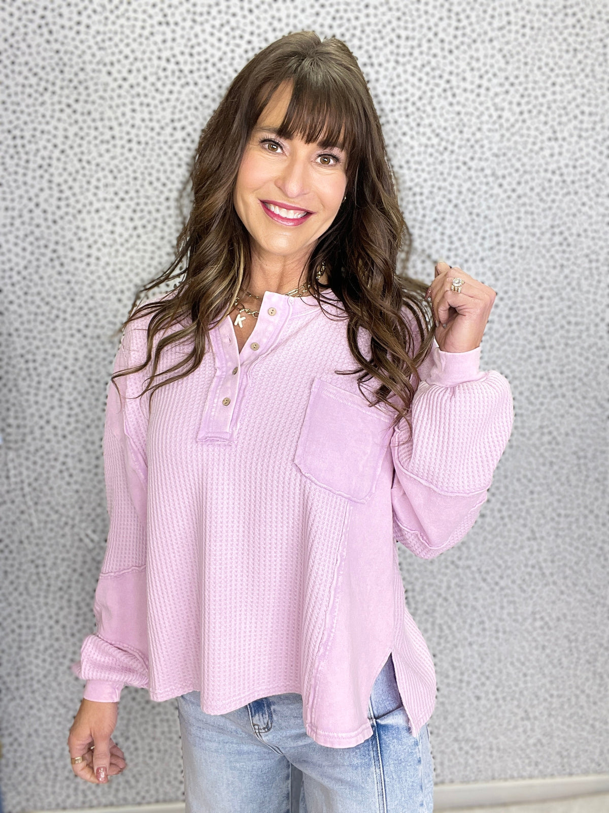 No Stopping Me Thermal Knit Mineral Washed Henley Top In 3 Colors