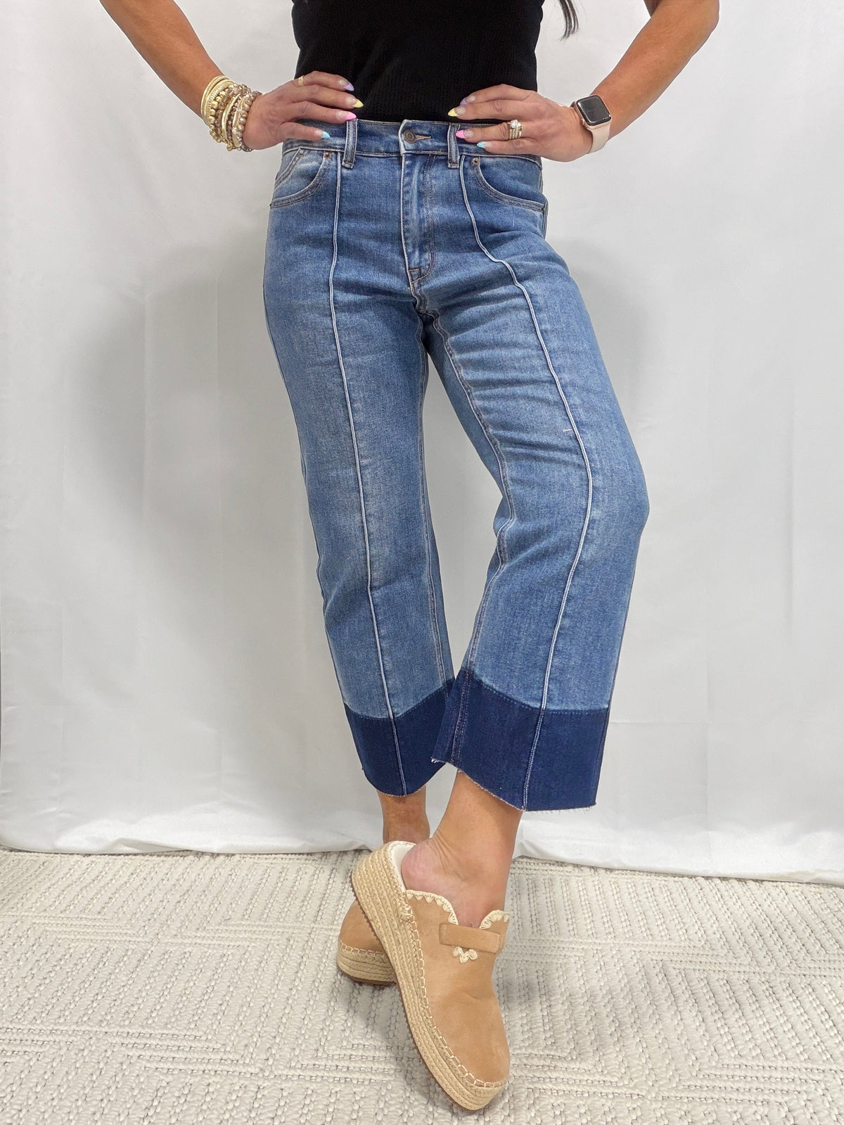 City Contrast Straight Leg Denim