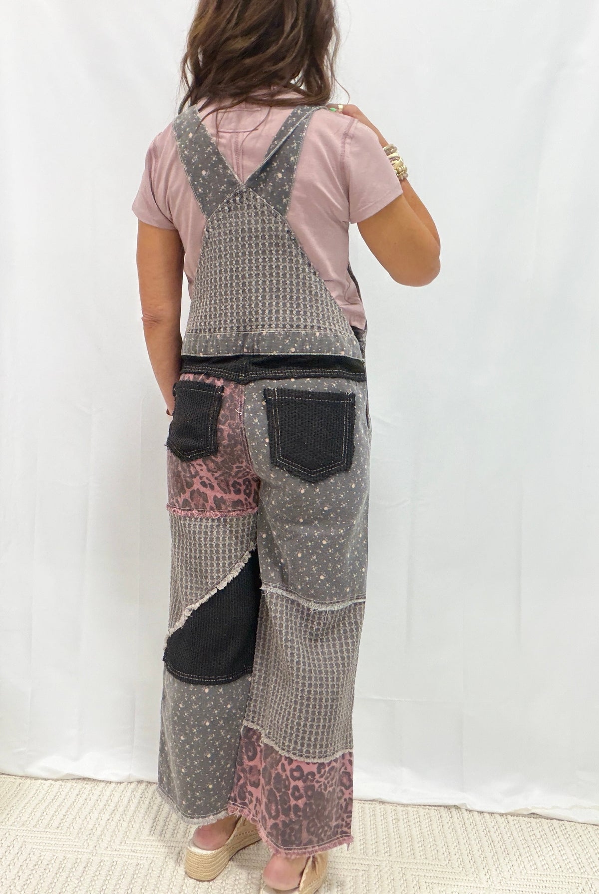 POL Patchwork Meadow Twill Overalls In 3 Colors