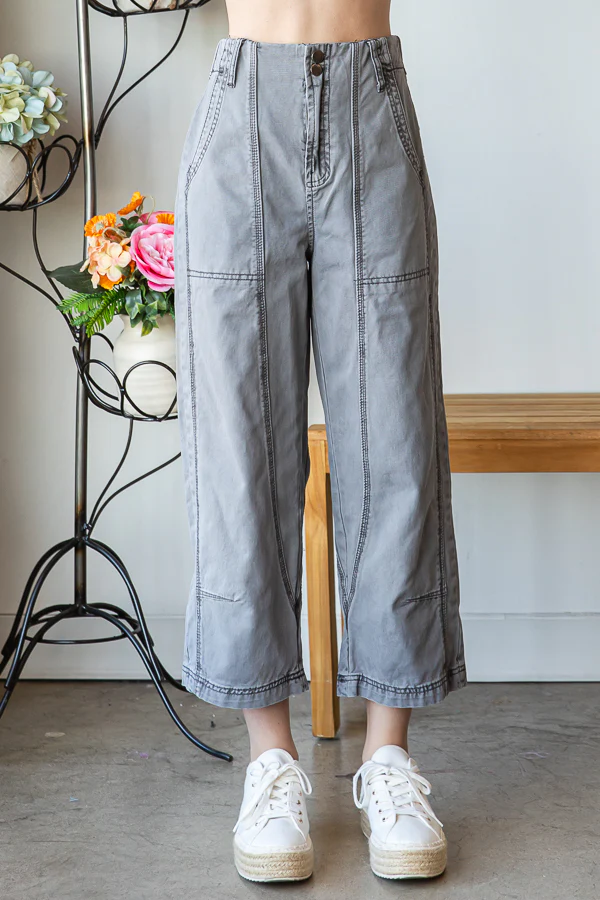 Oli & Hali Everything Left Cropped Trouser Pants In Grey *Final Sale*