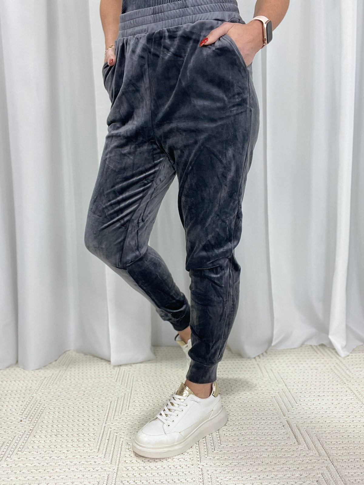 Smooth Moves Velvet Grey Joggers *Final Sale*