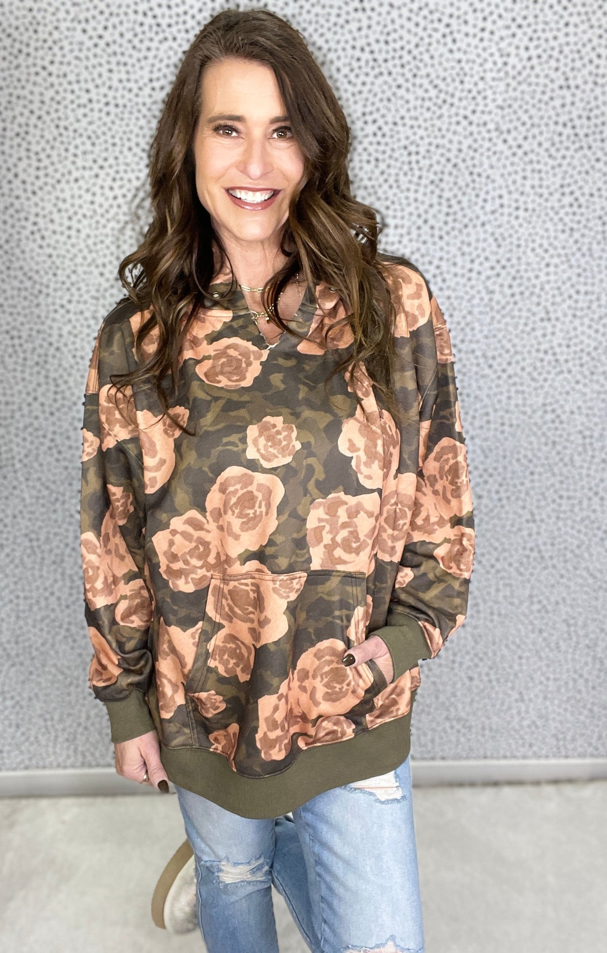 Floral Dreams Flower Print Hoodie In Camo *Final Sale*