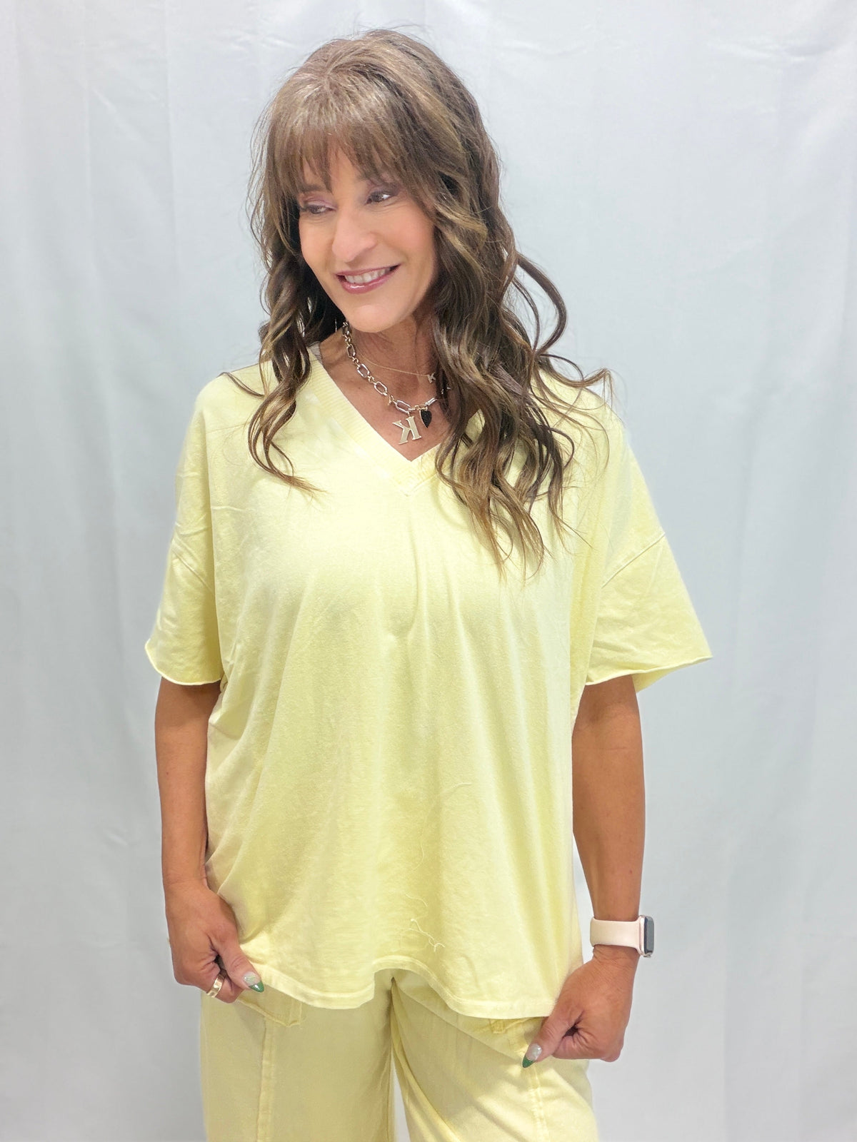 Mineral Wash V Neck Basic Top In 14 Colors