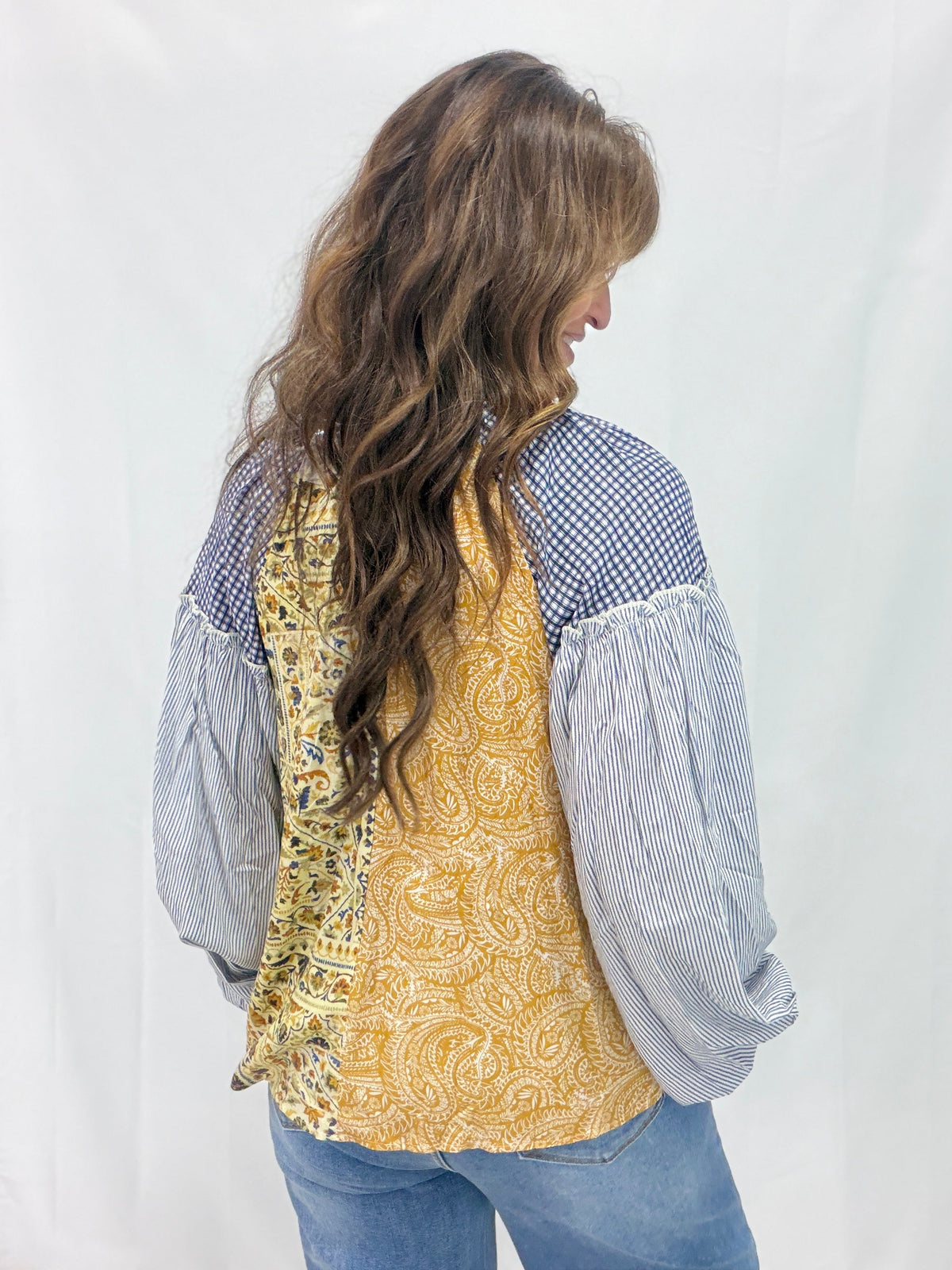 Oli & Hali What A Treat Button Front Blouse In Honey