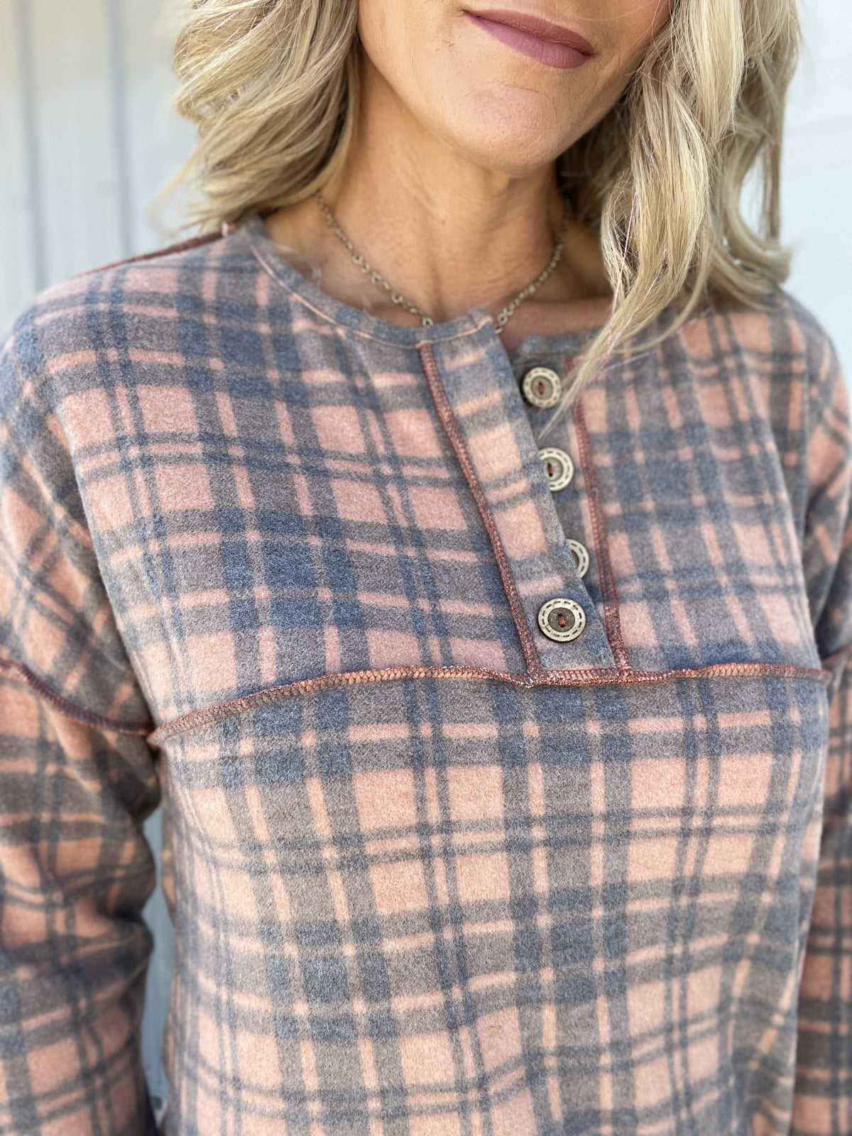 Faded Days Plaid Top In Rust *Final Sale*