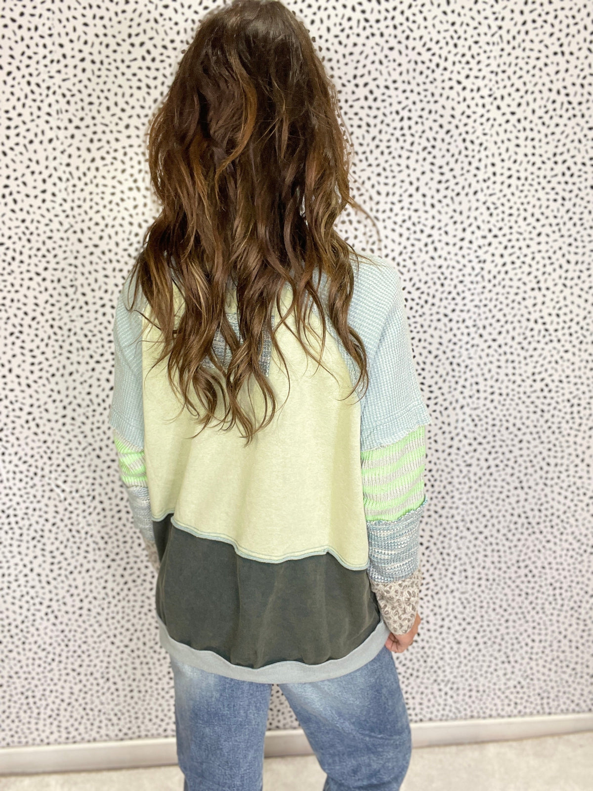 Oli & Hali Midnight Blues Washed Mixed Print Top In 2 Colors