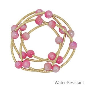 Set Of 3 Beaded & Gold Piping Stretch Bracelets In 2 Colors *Final Sale*